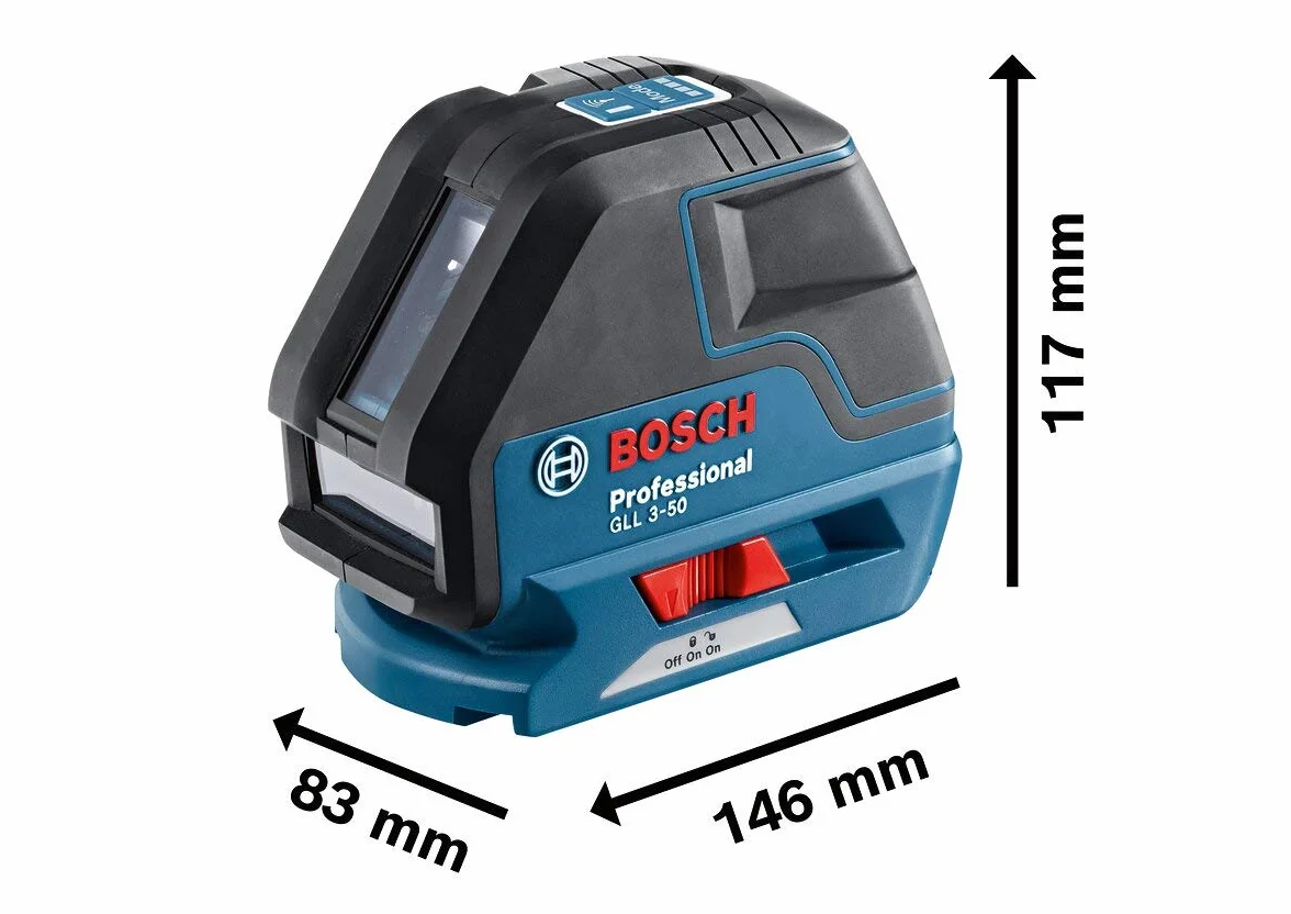 Bosch Professional Line Laser GLL 3-50, 4x baterie AA, tarcza celownicza, uchwyt uniwersalny, torba ochronna, wkładka do L-BOXX, pudełko kartonowe
