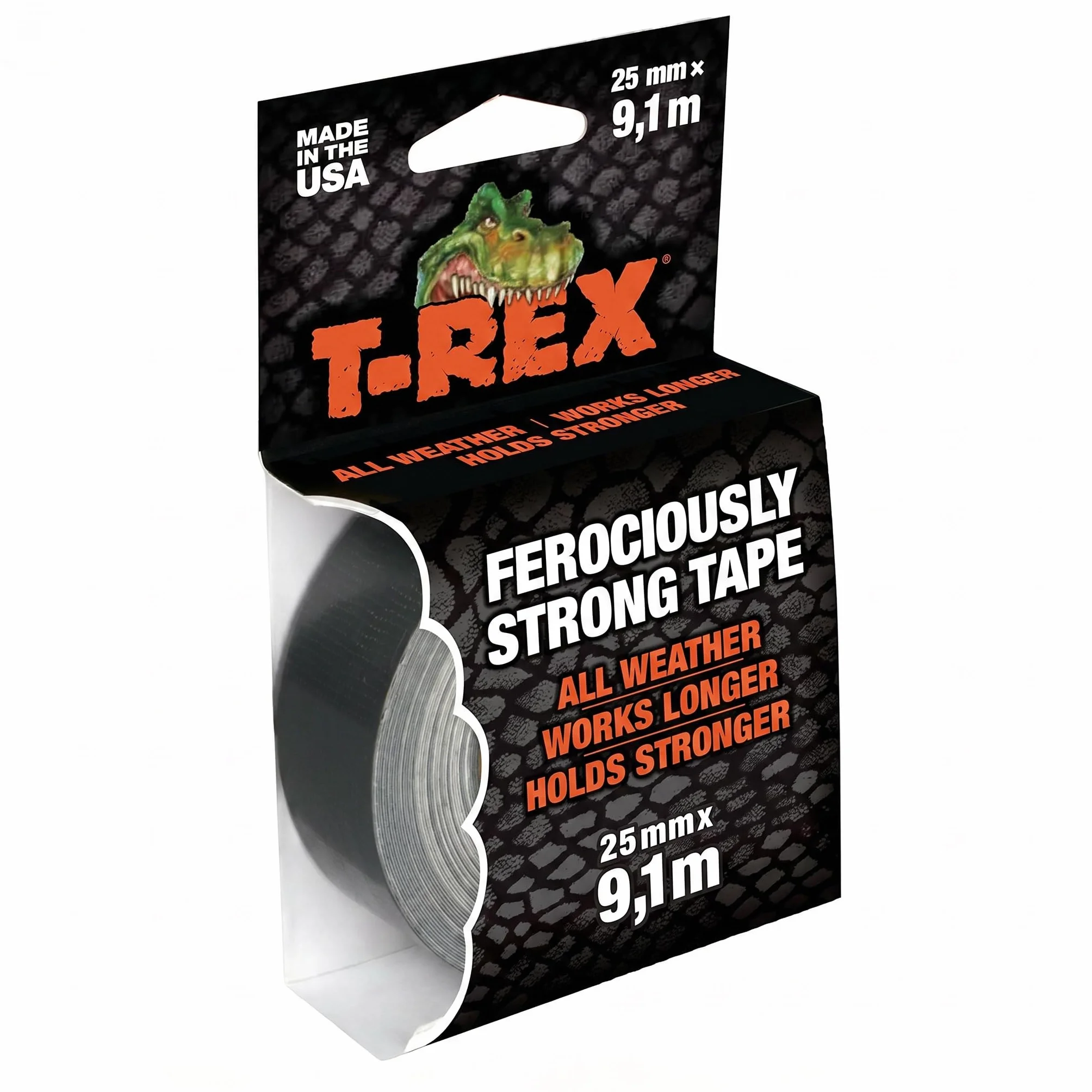 T-Rex 821-25 Taśma z Tkaniny, Szary, 25mm x 9,10m