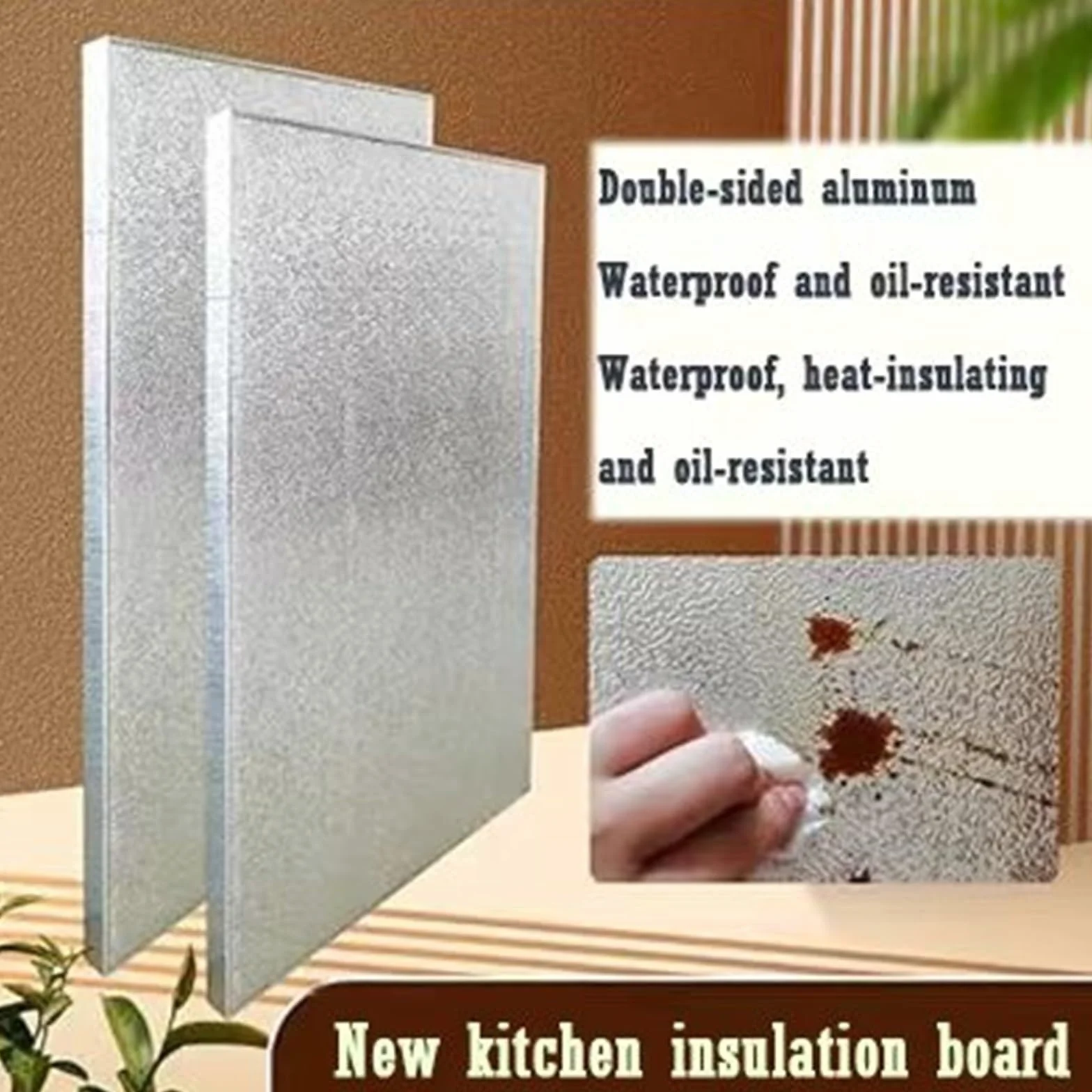 Panel termoizolacyjny, aluminiowa mata ochronna do kuchenki mikrofalowej i blatów kuchennych, płyta ognioodporna do piekarnika, samoprzylepne panele ścienne, 40 x 30 cm (16 cali x 12 ")