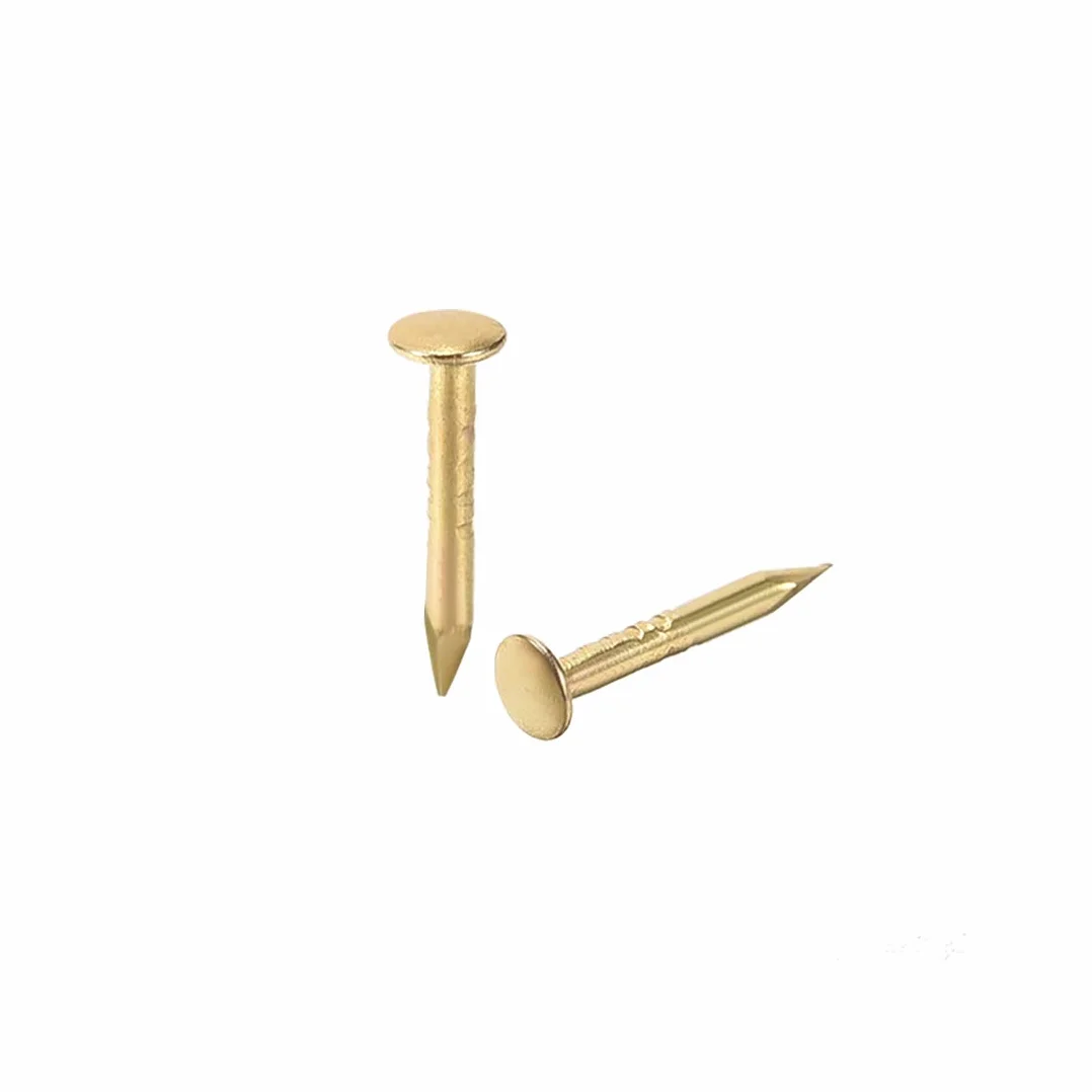 sourcing map 500 sztuk małych gwoździ sprzętowych żelazo 1 x 8 mm (DxL) do samodzielnego wykonania dekoracyjnych drewnianych skrzynek akcesoria złoty odcień