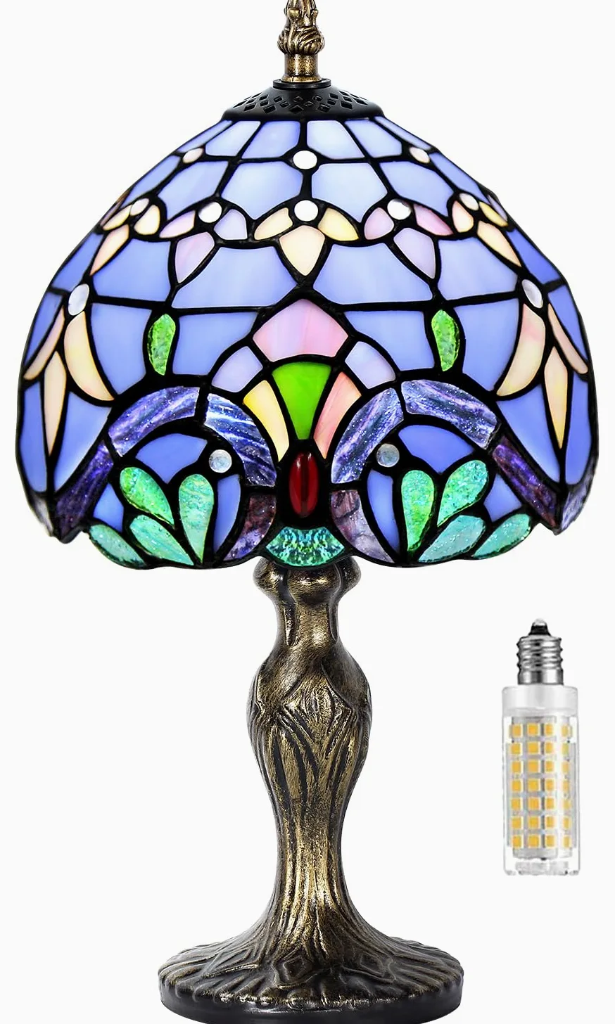 Tiffany lampa stołowa, witrażowe, kryształowe koraliki, lampa stołowa, ręcznie wykonana, na biurko, stolik nocny, antyczny, prezenty rzemieślnicze, dla ukochanych, dziecka, salonu, sypialni, arbe