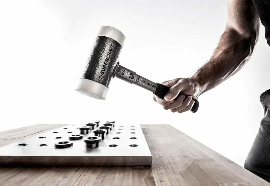 Supercraft młotek ochronny, z odpornym na pęknięcia trzonkiem z rur stalowych i ergonomicznie ukształtowanym, antypoślizgowym uchwytem | śr. = 50 mm | 3377.050