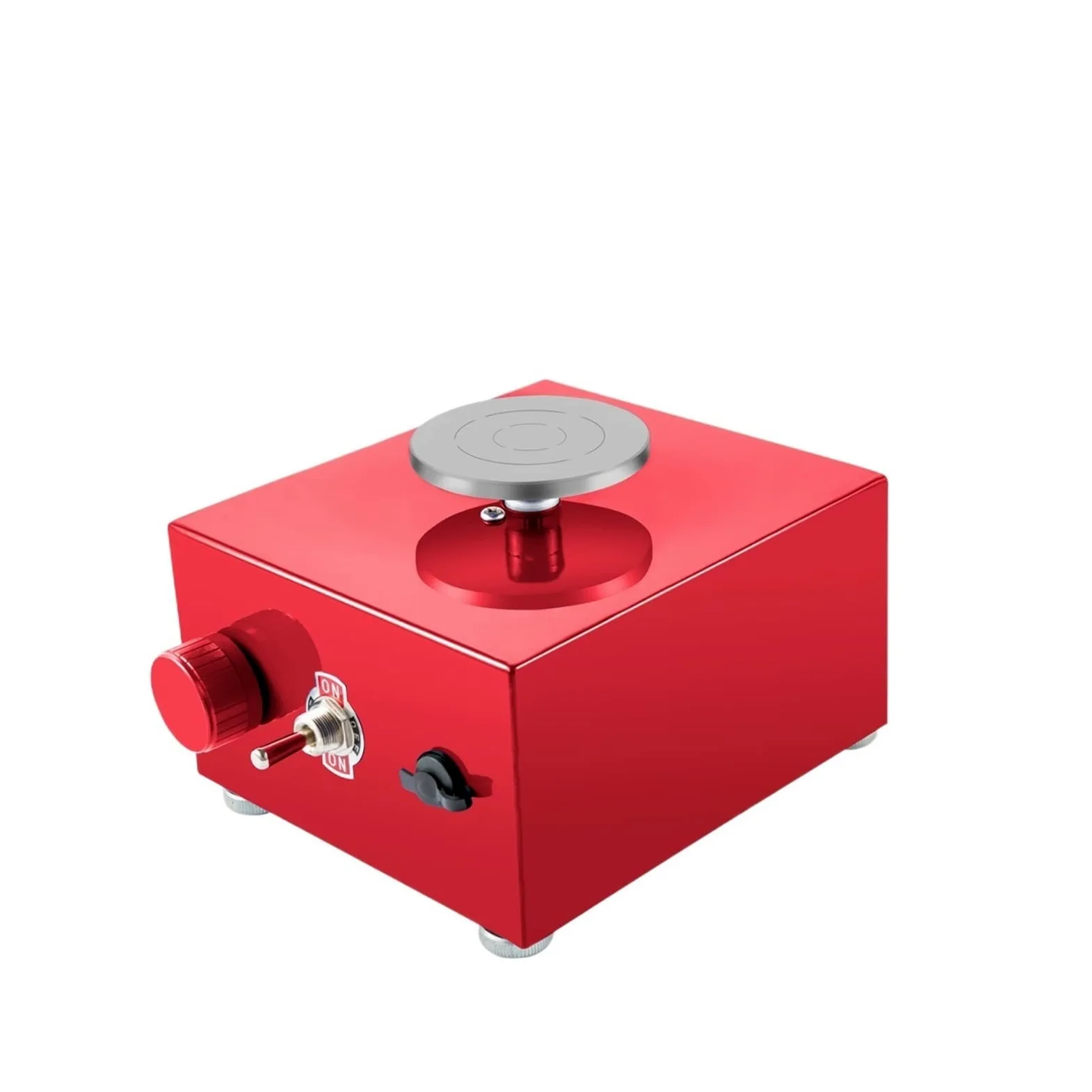 30W Mini koło garncarskie regulowana prędkość strona główna maszyna do gliny DIY elektryczne zestawy do rzeźbienia W/3 tace obrotowe i 16 sztuk narzędzi(Rood)