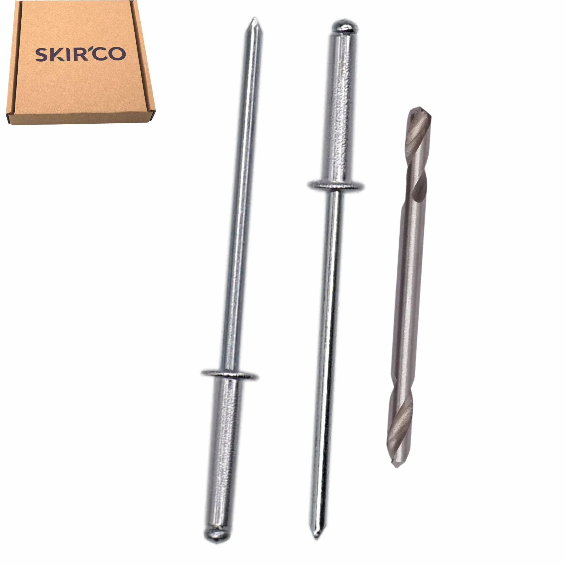 SKIR'CO (150 szt.) nity zrywalne 2,4 x 12 mm, aluminiowe nity zrywalne, DIN 7337, głowica kopułkowa, trzpień stalowy, nity pop
