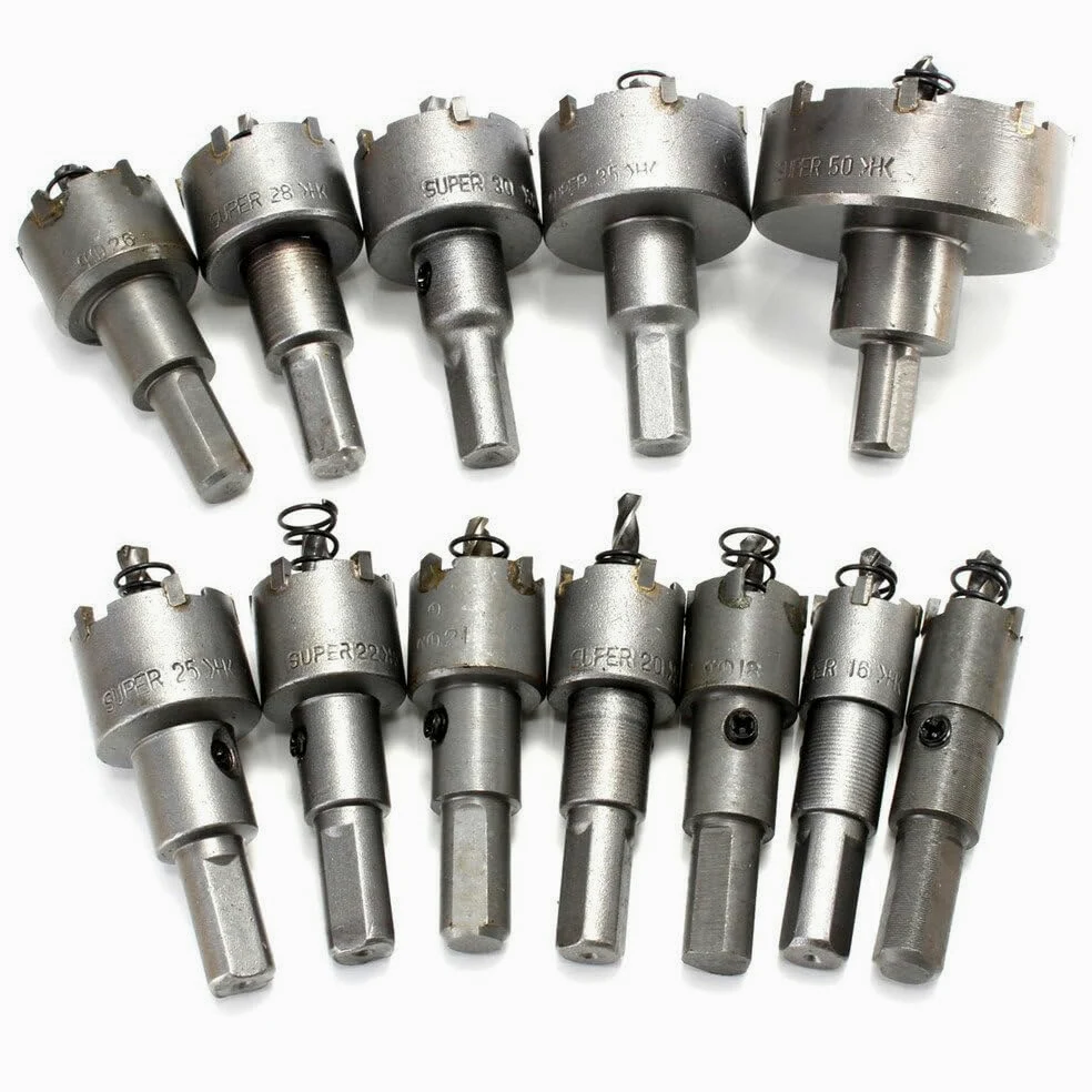 VIDOO 12szt 15mm-50mm Otwornice do Metalu i Drewna Zestaw Wierteł Stopowych