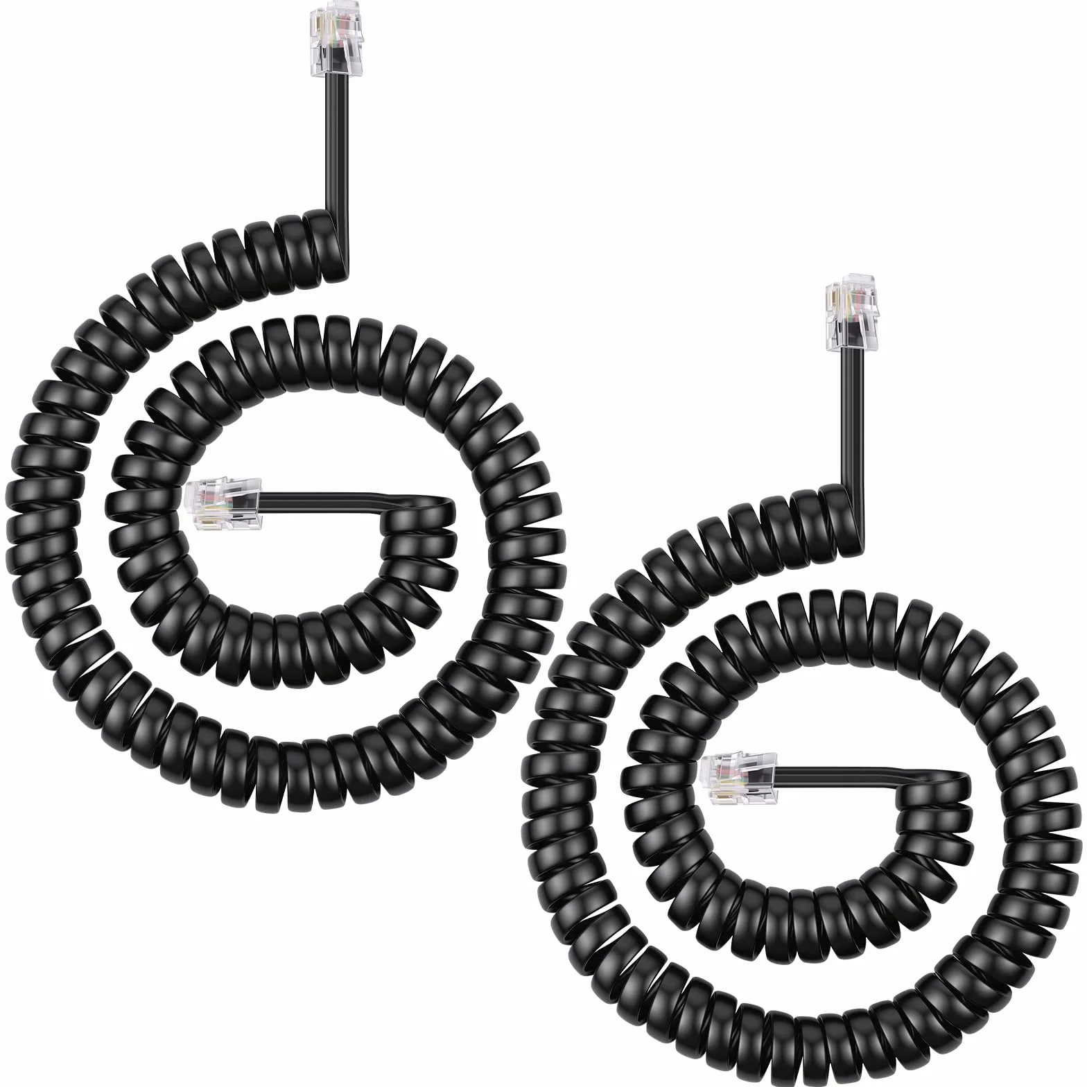Słuchawki telefoniczne, spiralny kabel do słuchawek RJ10, 2 sztuki, 3 m, kabel do słuchawek z wtyczką modułową 4P4C, do telefonów stacjonarnych, kompatybilny z NEC, Rolm, ITT, Tie itd.