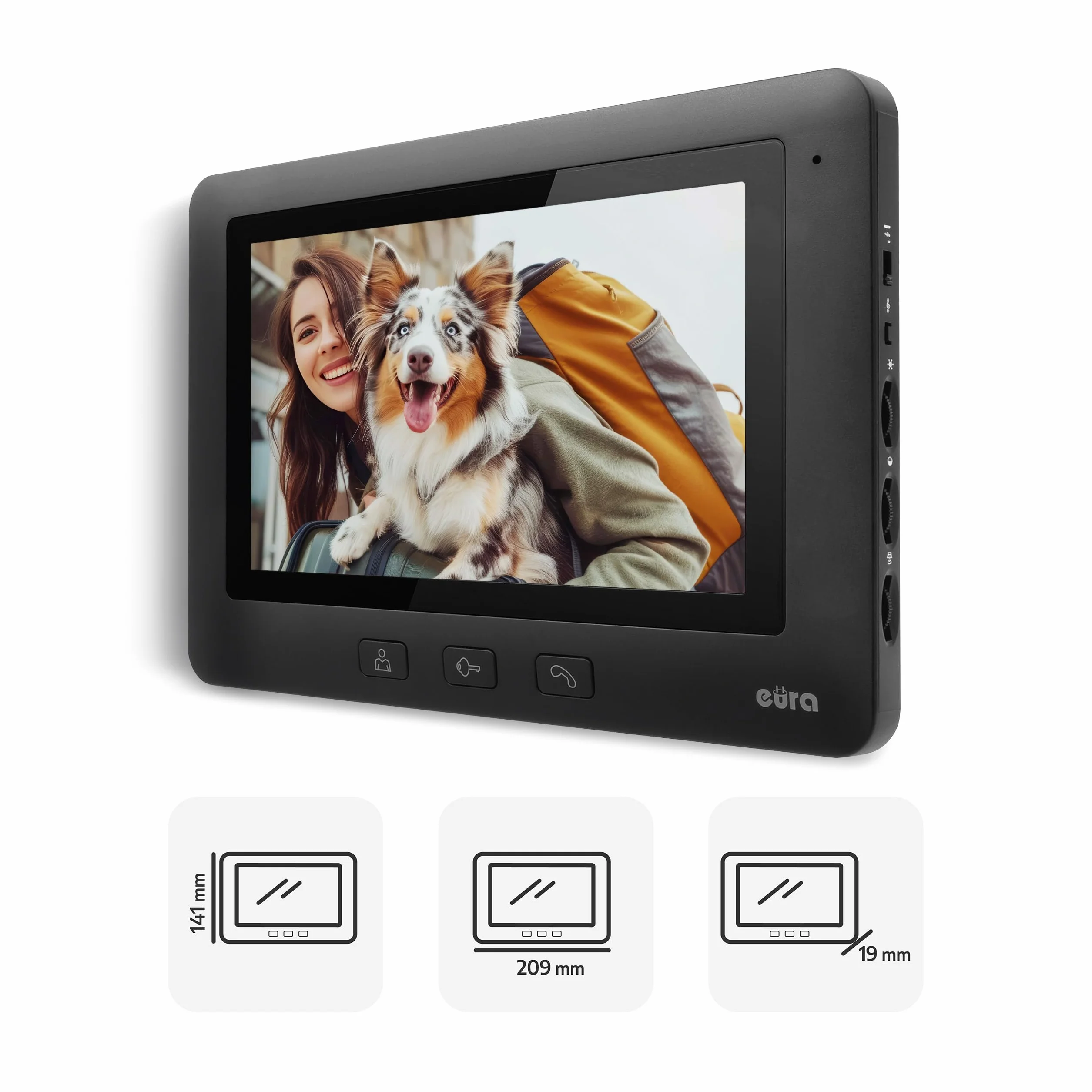Eura VDP-45A3 Alpha wideodomofon 4-przewodowy, 7-calowy kolorowy monitor, czarny, 1 monitor