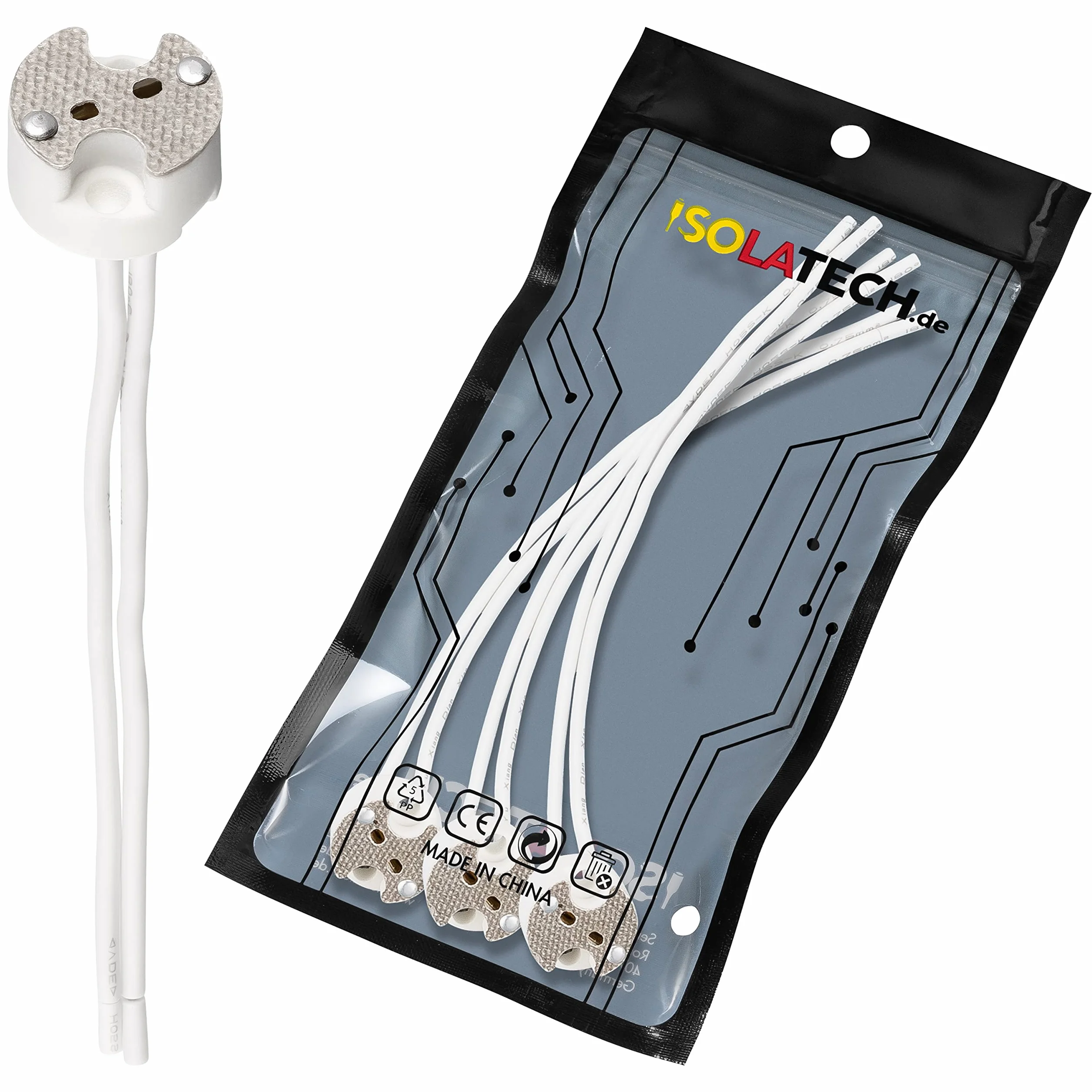 ISOLATECH 3szt uniwersalne gniazdo ceramiczne do żarówek energooszczędnych LED z trzonkiem MR16 i GU5.3 (max.250V/2A) instalacja oświetlenia domowego sufit podwieszany kuchnia łazienka odporne