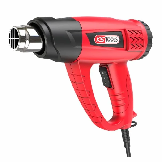 KS Tools - 960.1180F - opalarka - cyfrowy pistolet termiczny - pistolet na gorące powietrze 2000 W - myjka termiczna z 4 dyszami