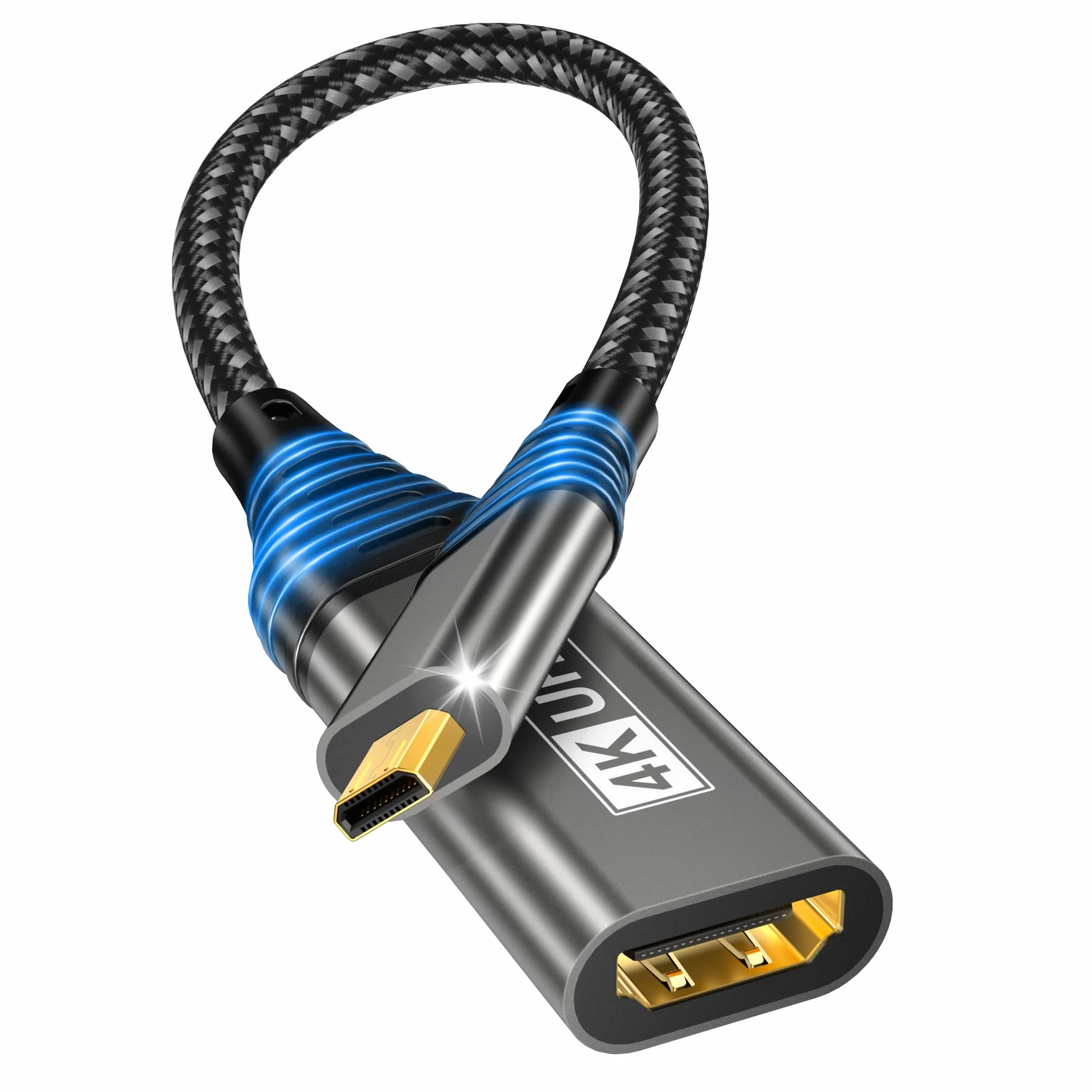 Adapter Micro HDMI na HDMI 4K 60Hz 3D 1080P Typ D do A kabel obsługuje Ethernet HDR ARC kompatybilny z Raspberry Pi 5/4 Hero A6300 A6400 Yoga