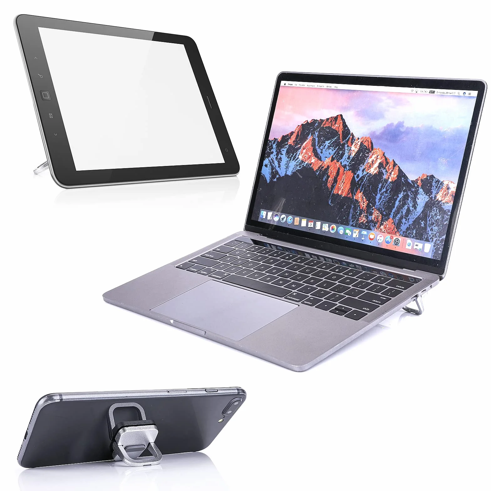 Abeillo Przenośny stojak na klawiaturę samoprzylepny mini stojak na laptopa niewidoczny nóżki do laptopa srebrny