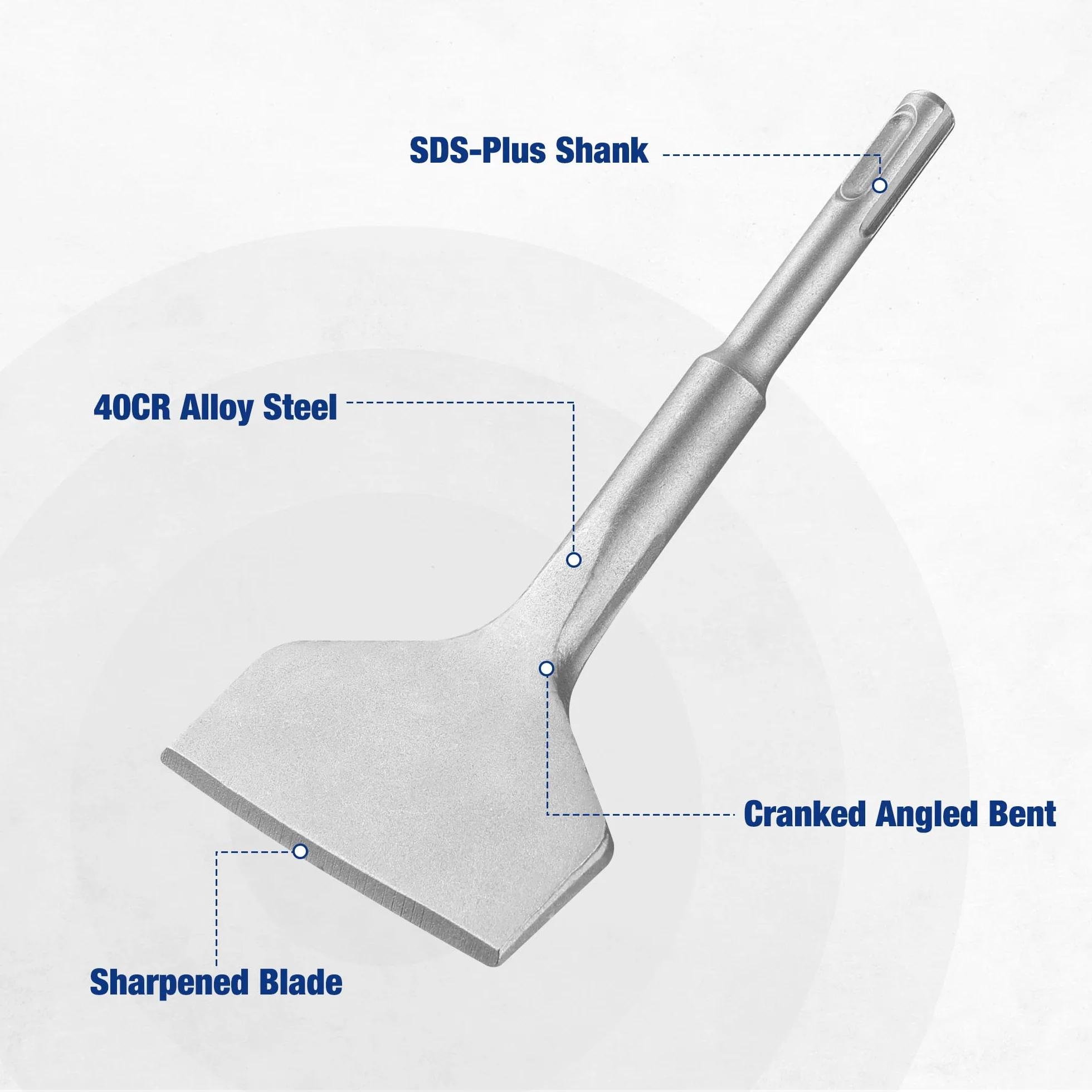 WORKPRO SDS Plus dłuto do płytek 165 x 75 mm, dłuto do usuwania płytek wygiętych 20°, narzędzie do usuwania płytek ceramicznych, płytek podłogowych, muru i betonu