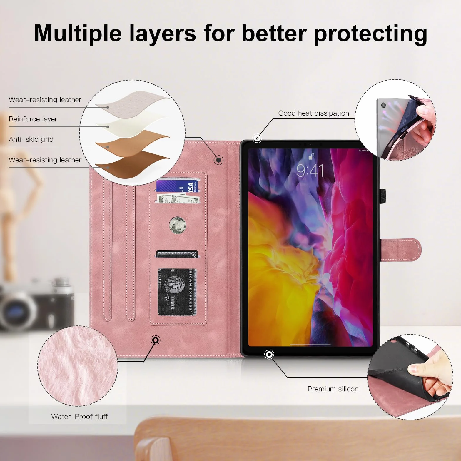 Etui Xiaomi Mi Pad 7 Mniszek lekarski Pokrowiec na tablet Skóra TPU Pokrowiec ochronny do Xiaomi Pad 7/7 Pro 11,2 cala (2024/2025) różowe złoto
