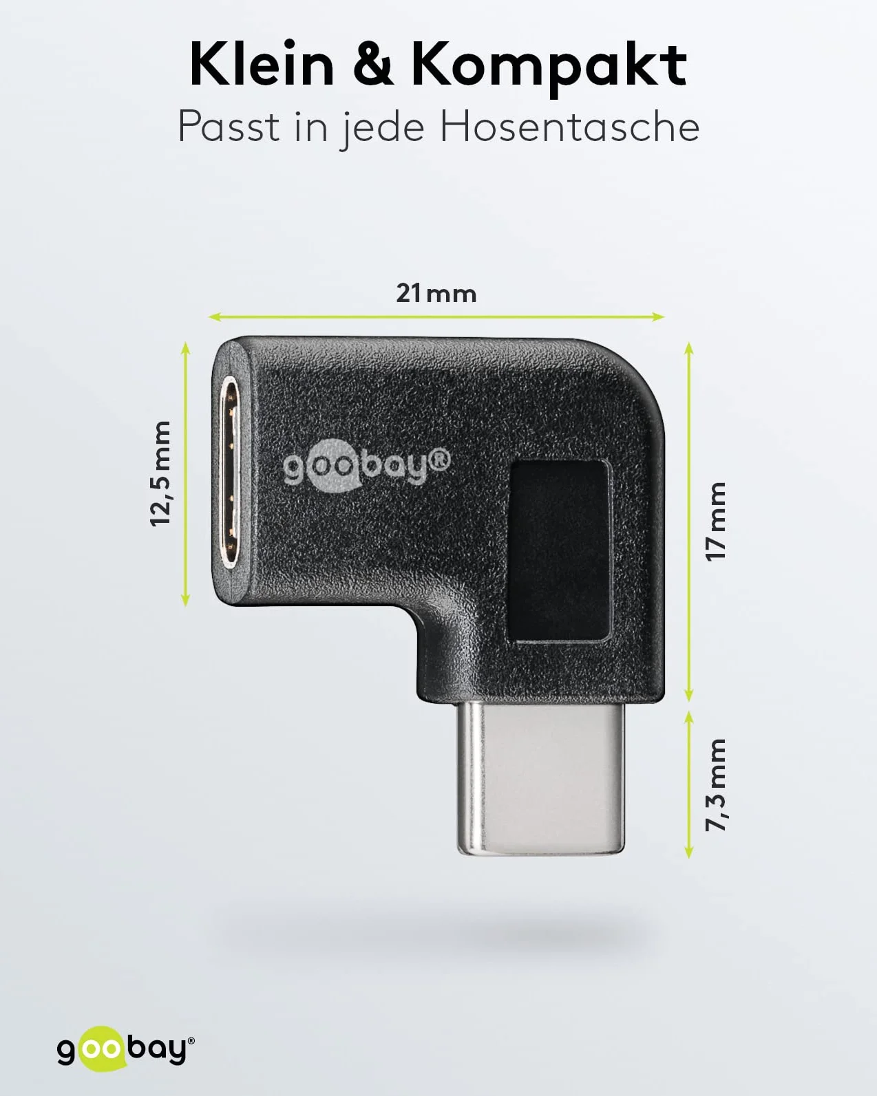 Goobay adapter USB C kątowy 90° SuperSpeed 5 Gbit/s OTG USB C na USB C czarny