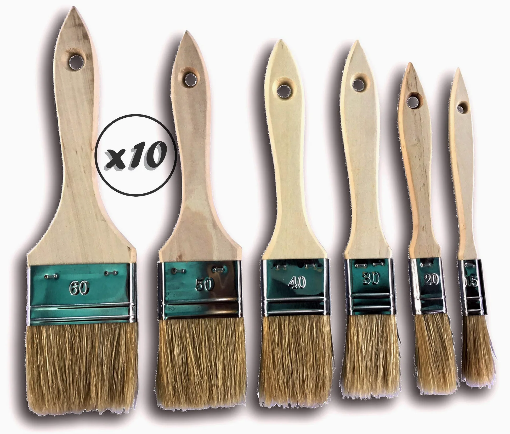 Zestaw 6 pędzli do lakieru jedwabnego | Zestaw 10 zestawów | Szerokość 15-20-30-40-50-60 mm | Multi Grip | Farba olejna akrylowa farba do farb do lazury z żywicy | Kibros LOT_322_6x10