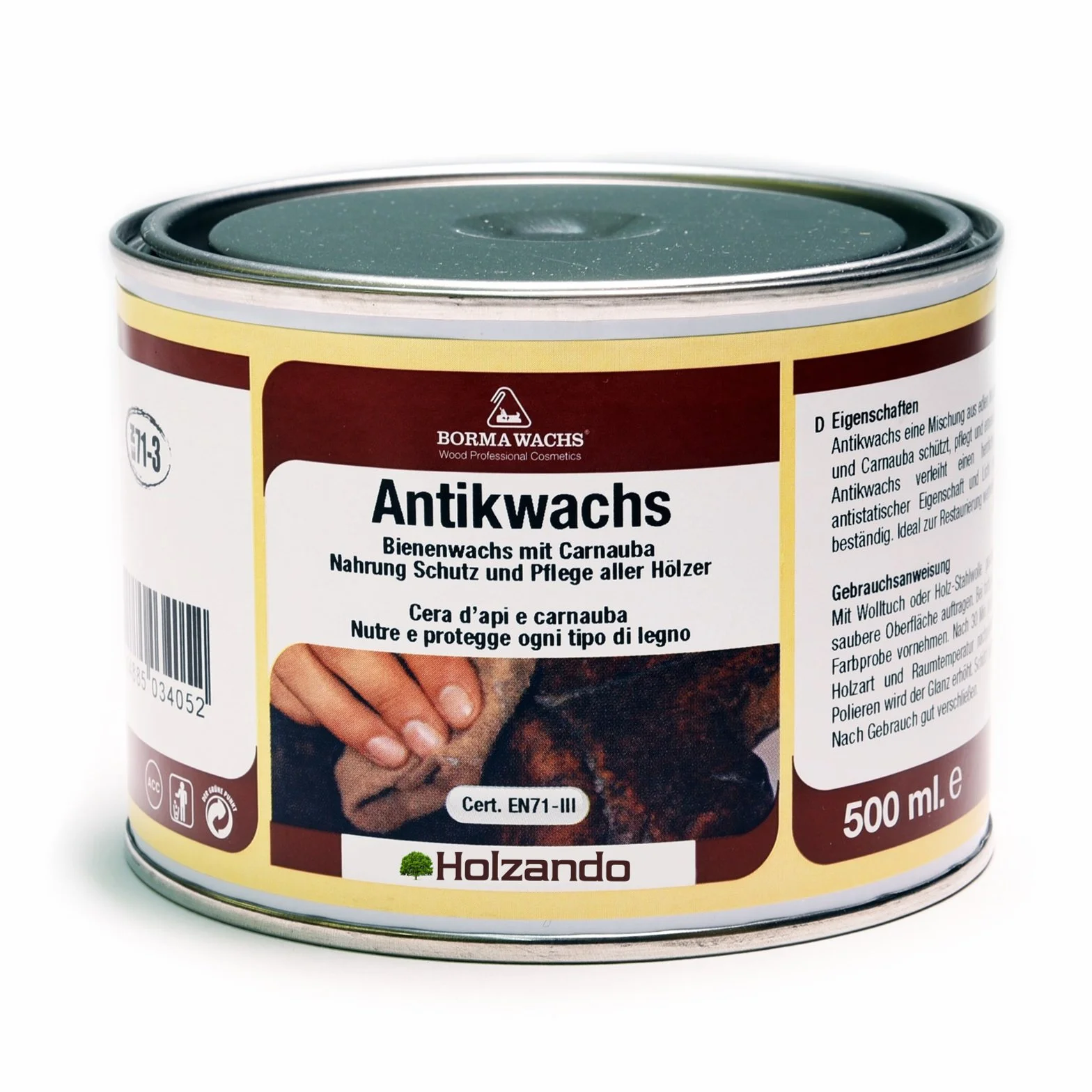 Borma Wachs 500 ml wosk antyczny, certyfikat EN-71/3, do powierzchni drewnianych 08, bezbarwny