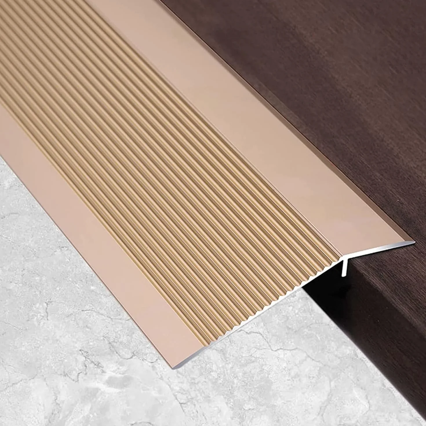 Progi aluminiowa listwa przejściowa do podłogi, bardzo szeroka 10 cm reduktor, rampa progowa, do drzwi laminowanych (złoty, 110 cm)