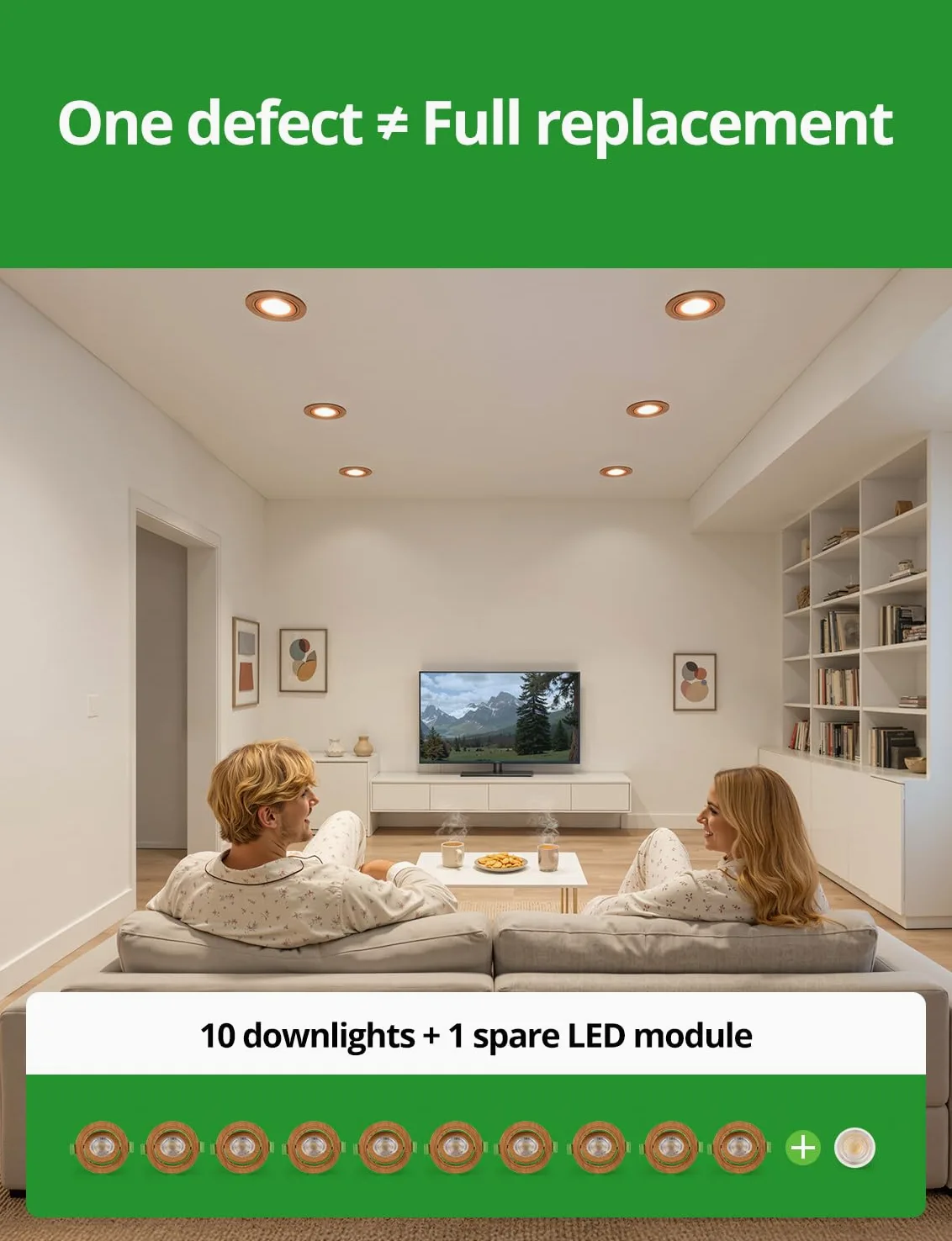HOMEOW Reflektor Led do montażu z możliwością ściemniania IP44 Łazienka Reflektor obrotowy Drewno, dodatkowe płaskie reflektory sufitowe do wnętrz Otwór 72 mm - 80 mm do kuchni Ciepły/Neutralny/Zimny
