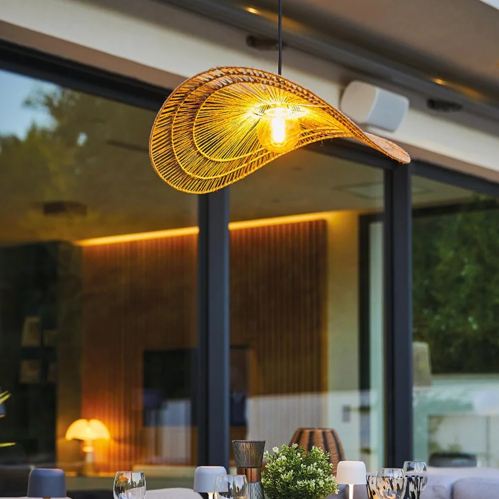 Zewnętrzne zawieszenie sieciowe MARBELLA OUTDOOR KABEL z naturalnej juty w stylu boho, długość kabla 5 m