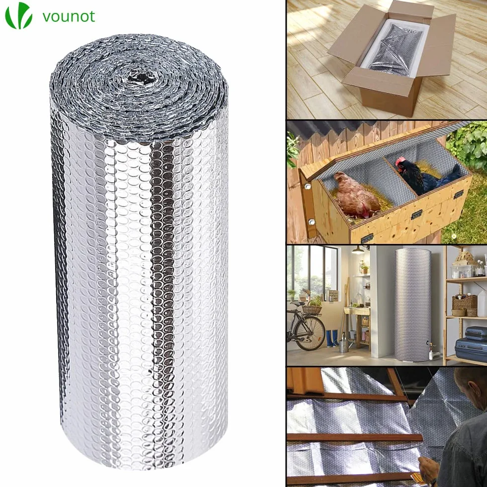 VOUNOT Izolacja Termiczna z Folii Aluminiowanej z Bąbelkami Dwustronnie 3 mm Odporna do Reflektora Chłodnicy Ciepła i Ochrony Przed Zimnem, Idealna do Okna, Samochodu, Chłodnicy 1 x 20M