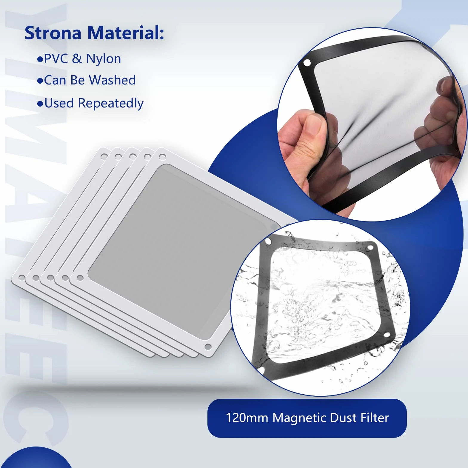 Filtr przeciwpyłowy magnetyczny 120 mm 5 szt. Nylonowy do obudowy PC biały