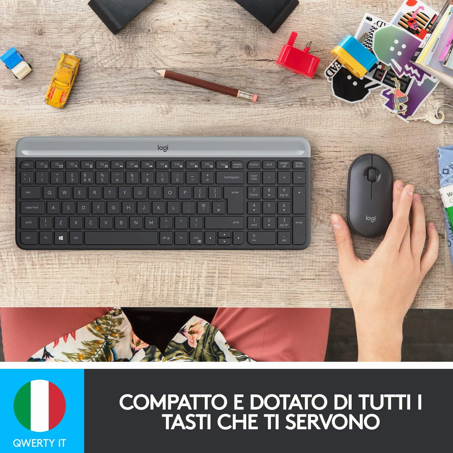 Logitech MK470 Slim Bezprzewodowa klawiatura & Mysz Combo - ITA QWERTY