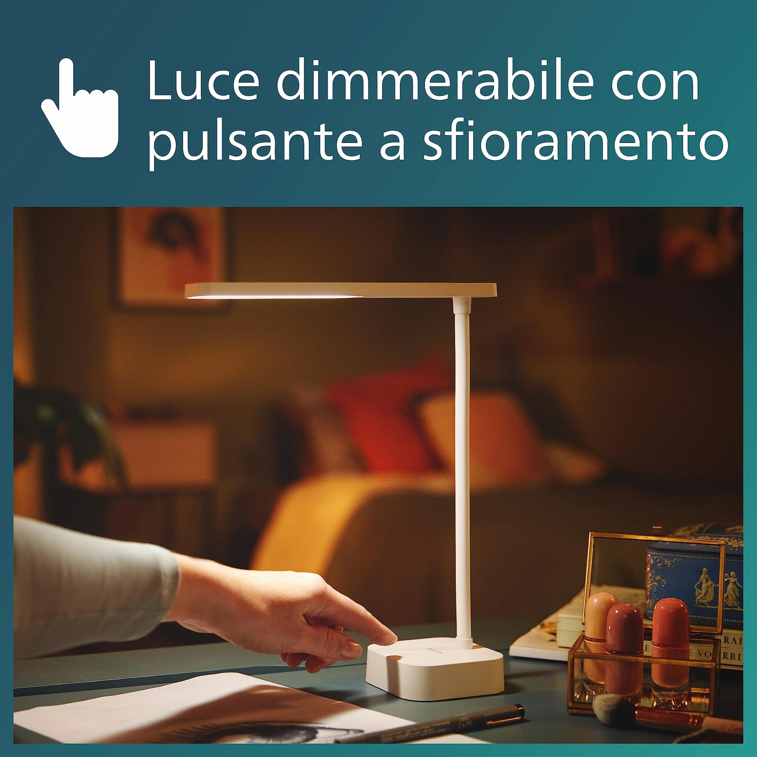 Philips LED Lampka biurkowa Performance Tilpa DSK212, 5 W, 5000 K, biała, możliwość przyciemniania, USB
