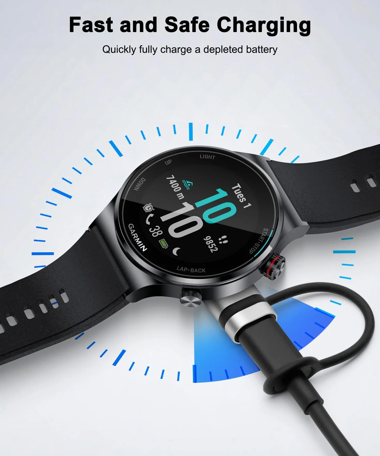 Adaptery ładowarki do zegarków (2 sztuki), złącze ładowania typu C żeńskie na męskie kompatybilne z Garmin Fenix 7/7S/7X/6/6X/6S i More-Siliver