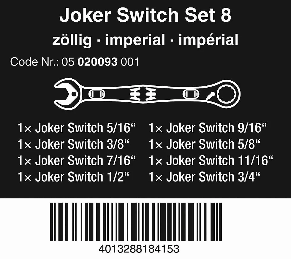 Joker Switch 8PC Imperial RATCHETING Combo Wrench Set