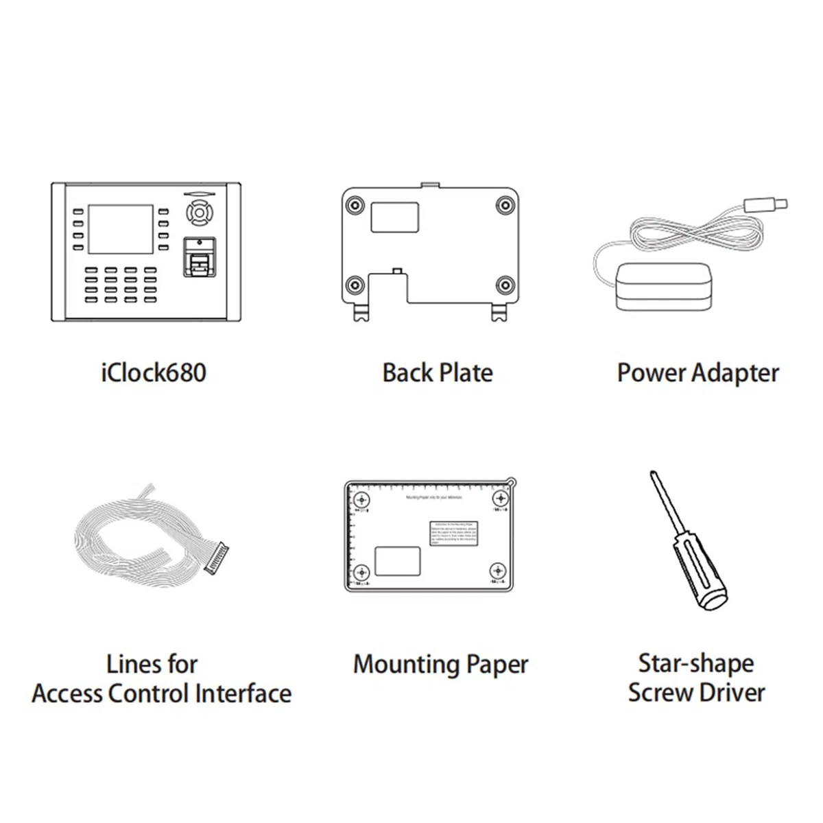 Instämplingsmaskin, Iclock680 TCP/IP USB Odcisk palca Czas obecności Kontrola dostępu Serwer internetowy System kontroli dostępu do drzwi z kamerą(IClock680-IC,1,Plug)