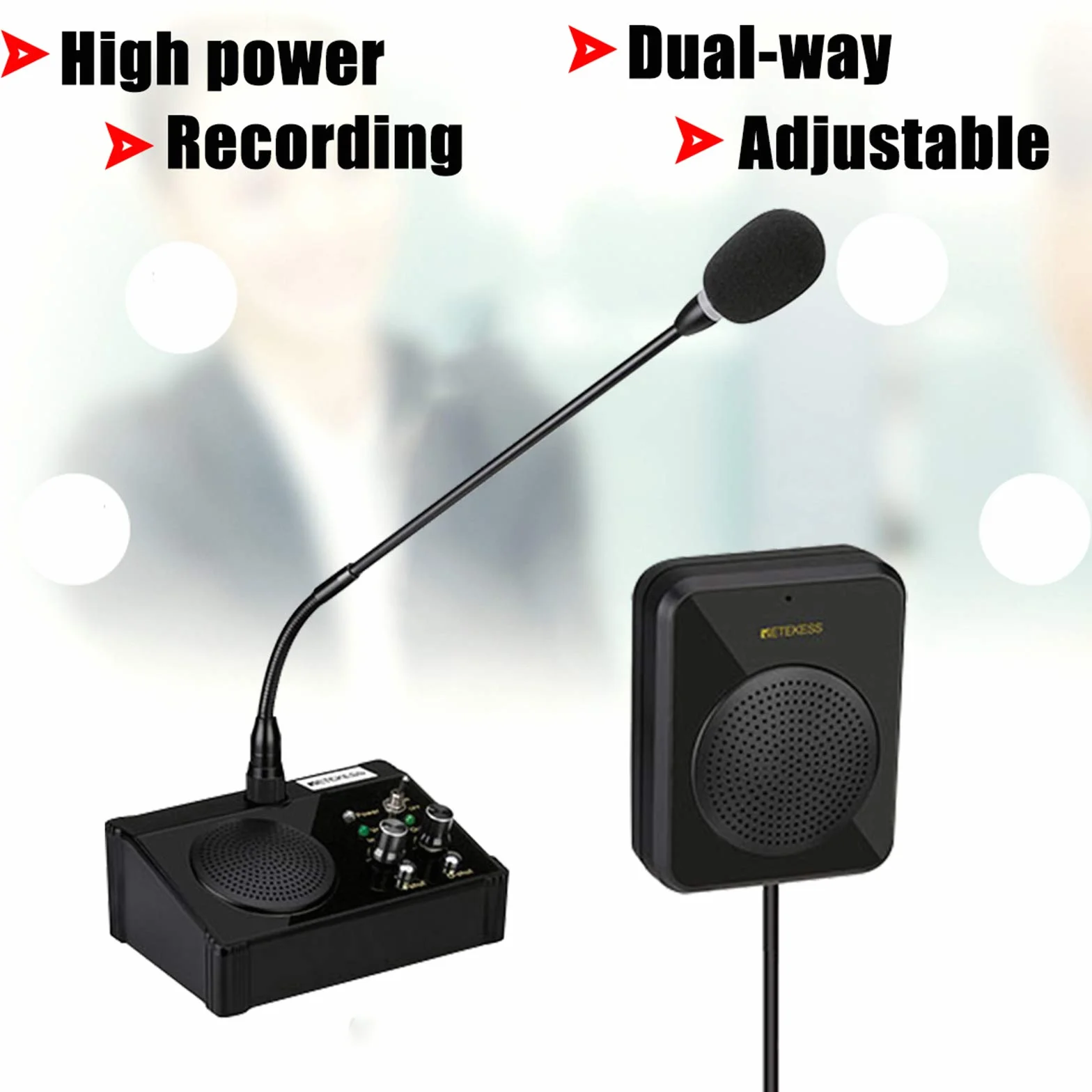 Retekess TW106 Okno Walkie-Talkie Intercom System, Bankowy Intercom, 2-Drożny Domofon Okienny do Szkoły, Okna Biletowego, Gabinetu Lekarskiego, Kliniki, Banku