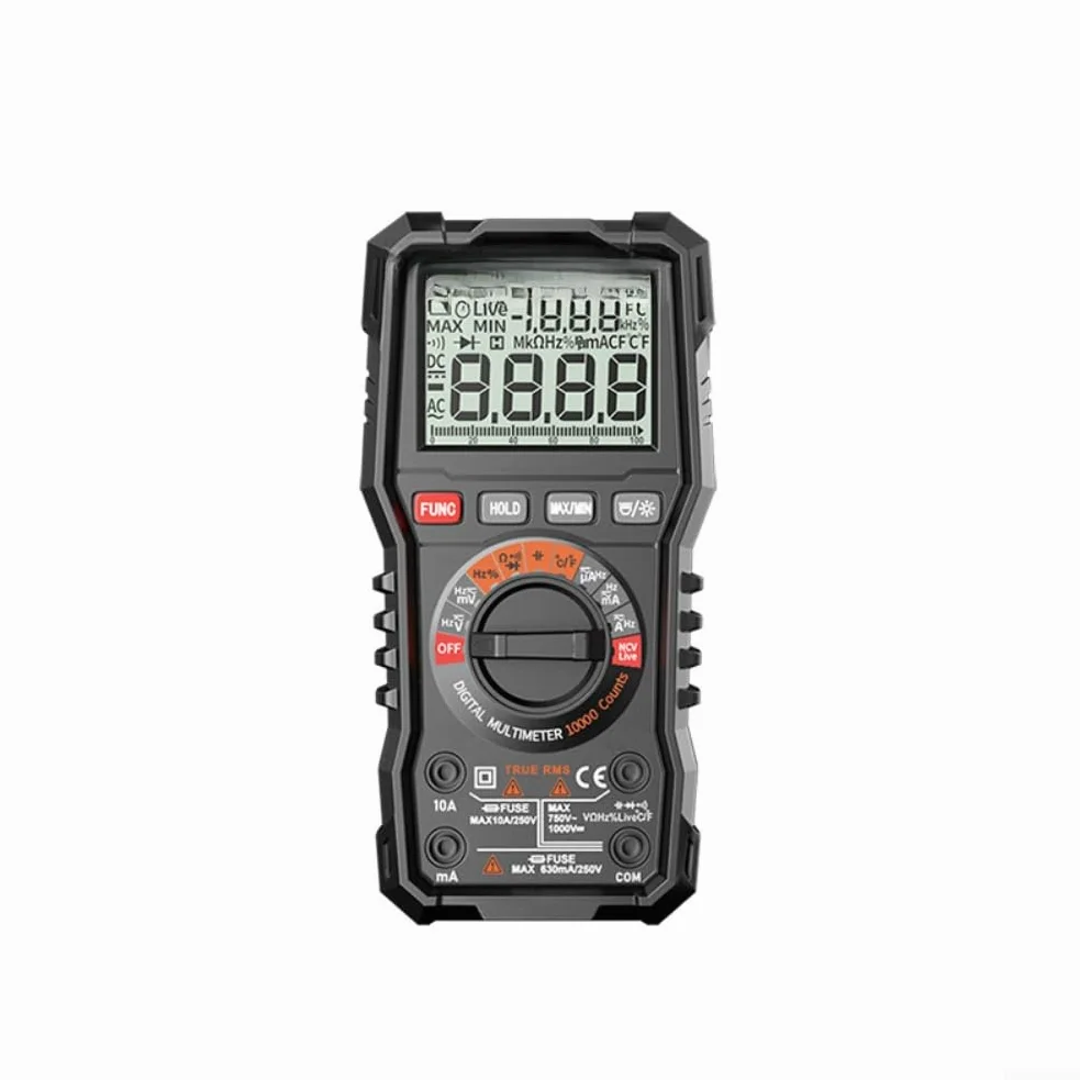 Cyfrowy multimetr 6000 Counts True RMS NCV tester napięcia Auto Ranging dla elektryków, do samochodu, gospodarstwa domowego, z podświetleniem LCD 18,6 x 9,1 cm (Project 10000)