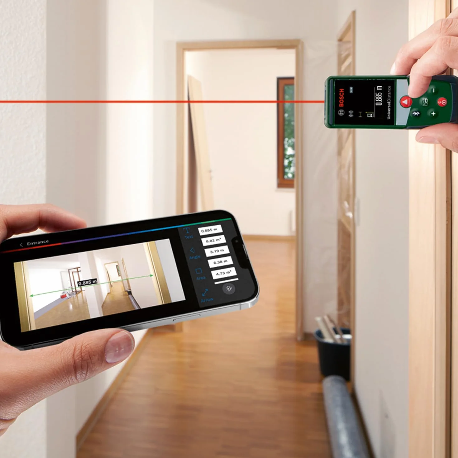 Bosch Home And Garden Dalmierz Laserowy Universaldistance 50 C (Precyzyjny Pomiar Odległości w Zakresie do 50 m, Komunikacja przez Bluetooth, Funkcje Pomiarowe, Opakowanie Kartonowe)
