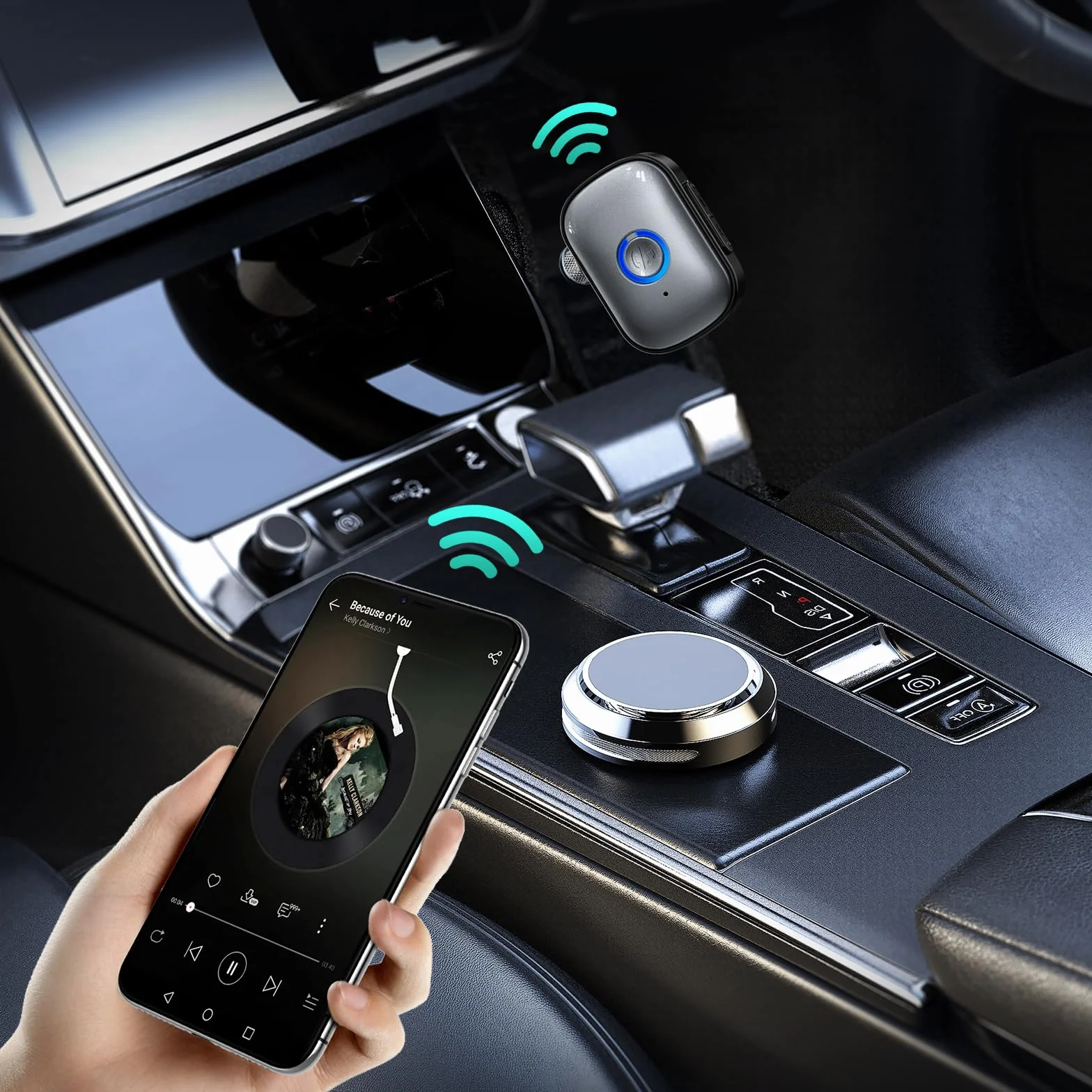 ORIA Odbiornik nadajnika Bluetooth 5.3, przenośny adapter audio AUX z redukcją szumów, plug and play, regulacja głośności, 3,5 mm odbiornik audio do samochodu/samolotu/słuchawek/głośnika