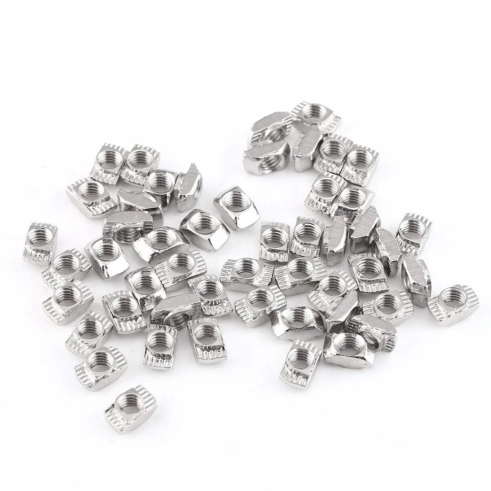 50 szt. nakrętka z łbem młota T-Slot T, ocynkowane zapięcie na nakrętkę ze stali węglowej do profilu aluminiowego (EU20-M4 * 10 * 6)