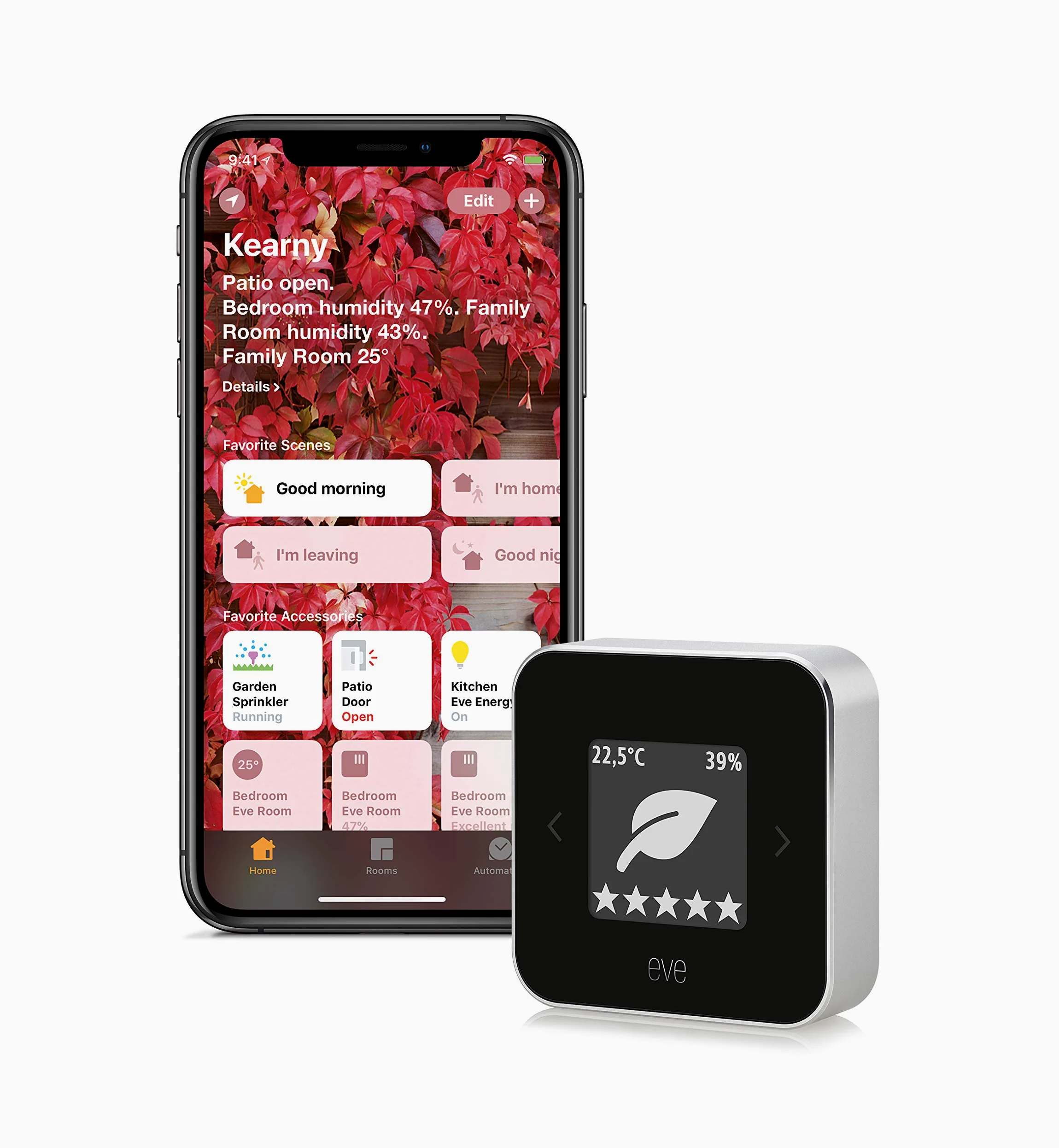 Eve ZM-51946 Indoor Air Quality Monitor VOC Temperature Humidity e-ink Display Bluetooth Low Energy HomeKit Black