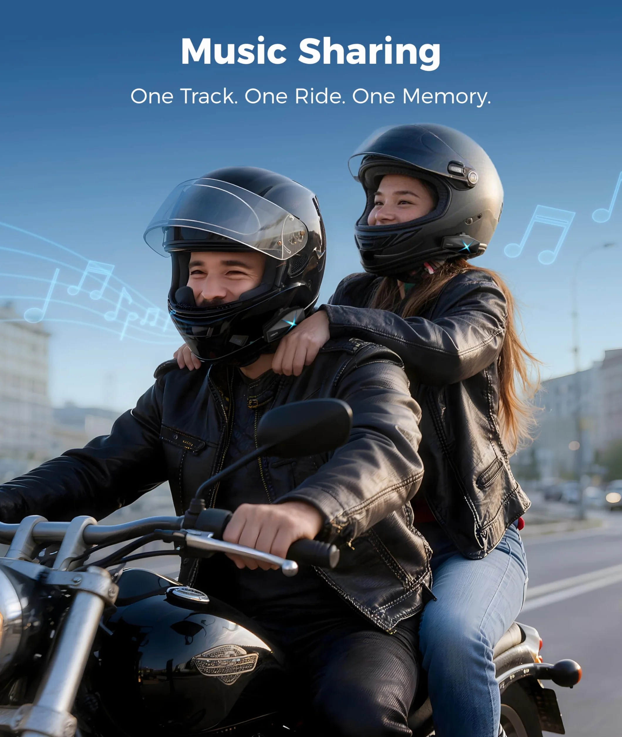 ASMAX F1s Motocyklowy zestaw słuchawkowy Bluetooth z inteligentnym sterowaniem głosowym, system komunikacji kaskowej siatkowej, podwójny chip, ENC