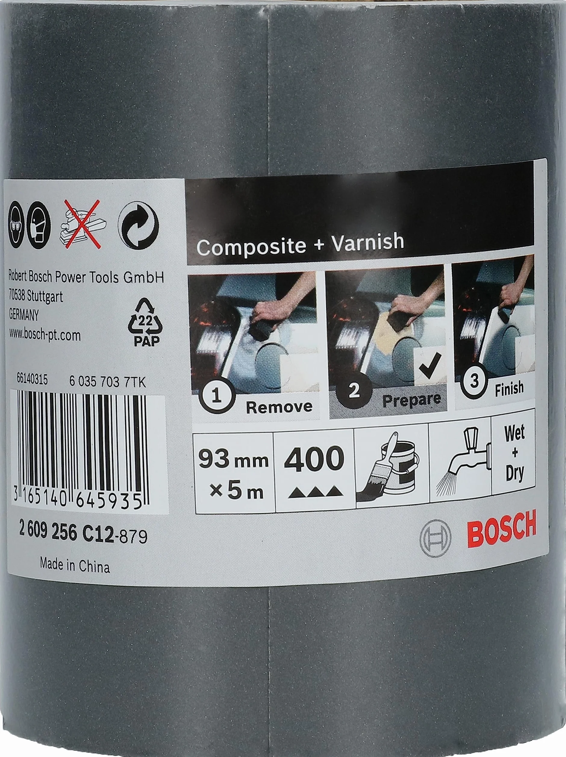 Bosch Accessories rolka szlifierska "zrób to sam" (różne materiały, 93 mm, 5 m, ziarnistość 400)