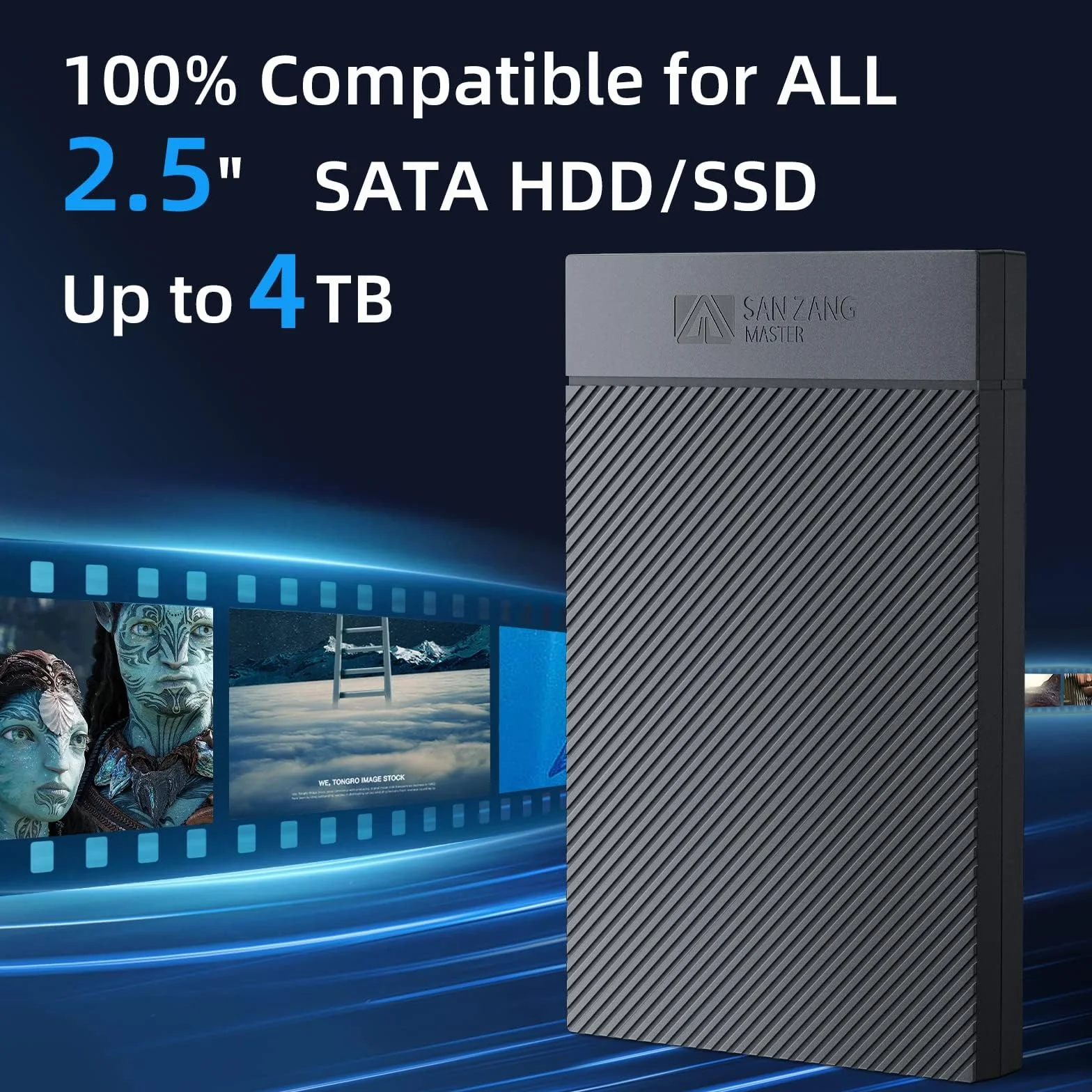 Obudowa dysku twardego 2,5, obudowa dysku twardego 2,5" USB 3.0 z kablem USB 3.0 Bez użycia narzędzi dla 2 5-calowych dysków SSD SATA i wysokości 9,5 mm 7 mm, obsługa UASP i wykończenia