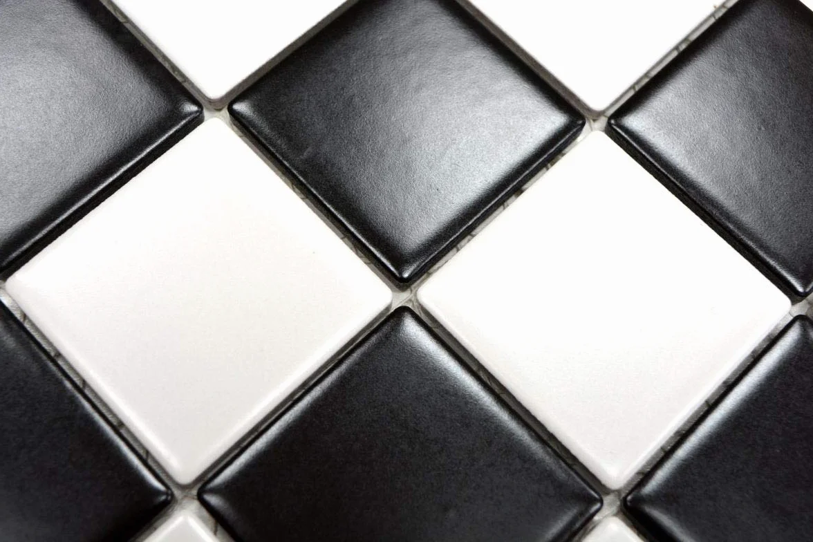 Mosaik-Netzwerk płytki ceramiczne biała szachownica czarna biała matowa do podłogi ściany łazienka WC prysznic kuchnia lustro kafelki Okładziny wanna Płyta mozaikowa Płyta mozaikowa