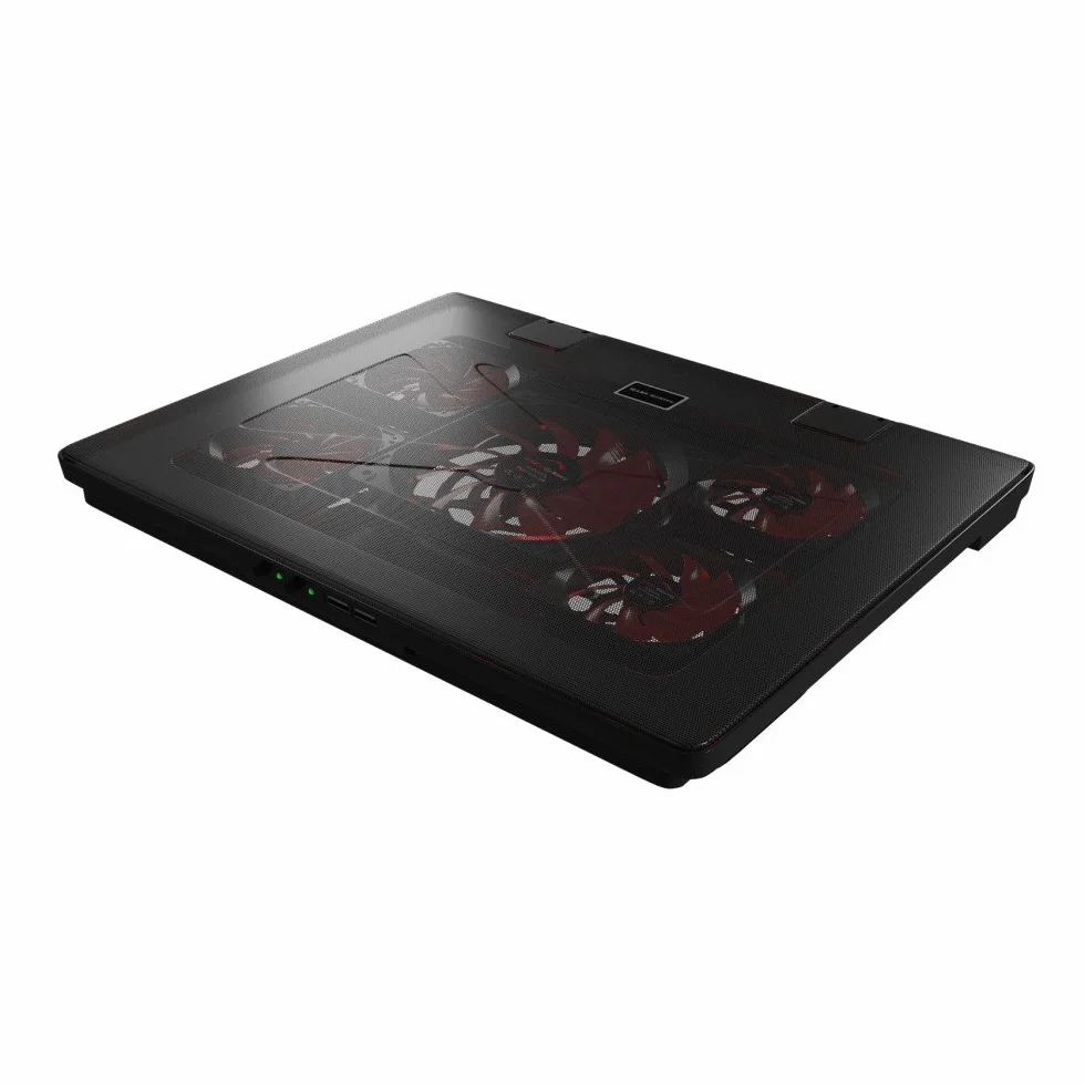 Mars Gaming MNBC2 podstawa chłodząca do laptopów do gier do 17,35 cala (5 bardzo cichych wentylatorów, czerwona LED, 2 x USB 2.0), czarny i czerwony