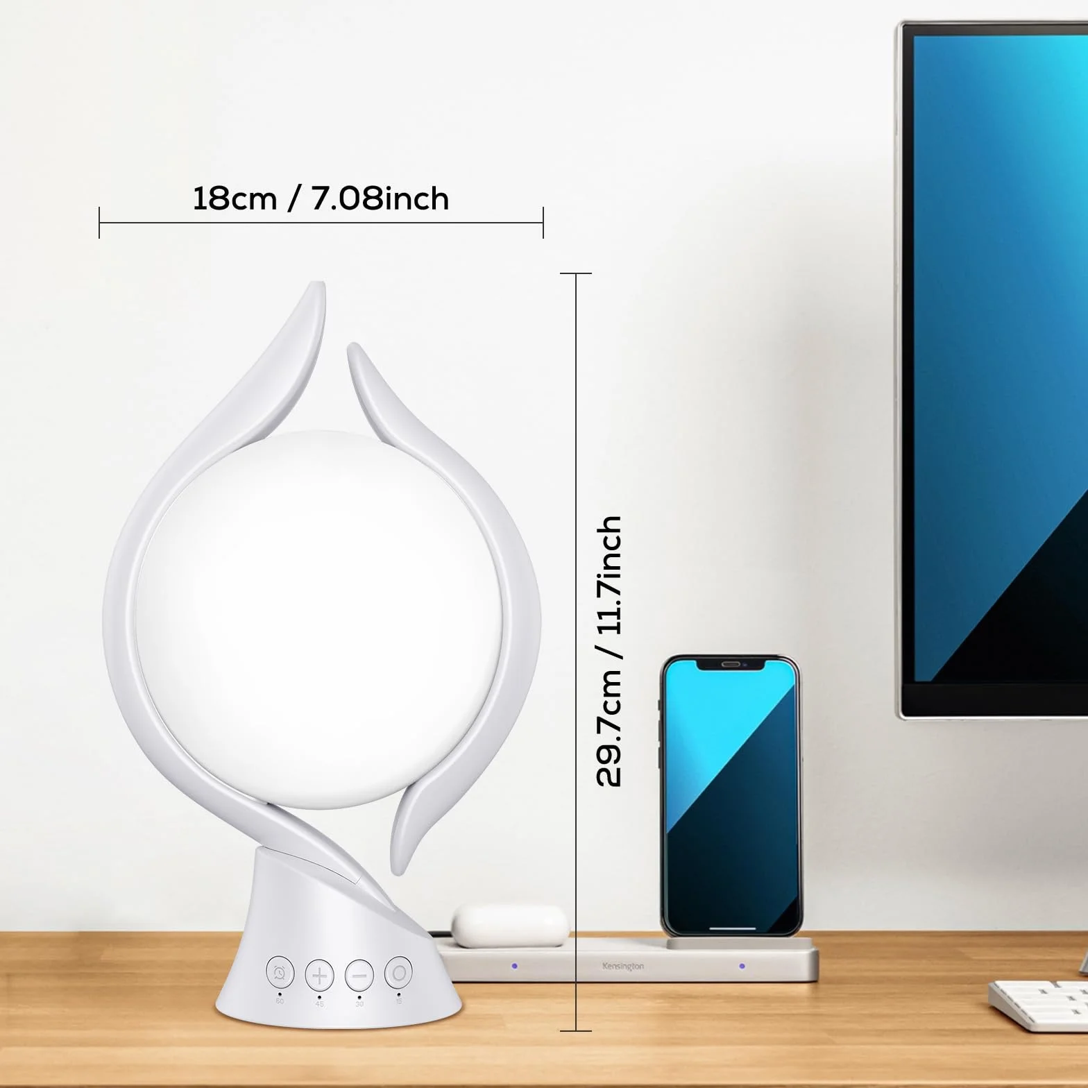 KICLBD Lampa do światła dziennego, lampa do terapii światłem dziennym 10000 Lux 3 kolory światło, 4 timery, 5 regulowanych intensywności światła i funkcja pamięci, lampa solarna bez promieniowania UV