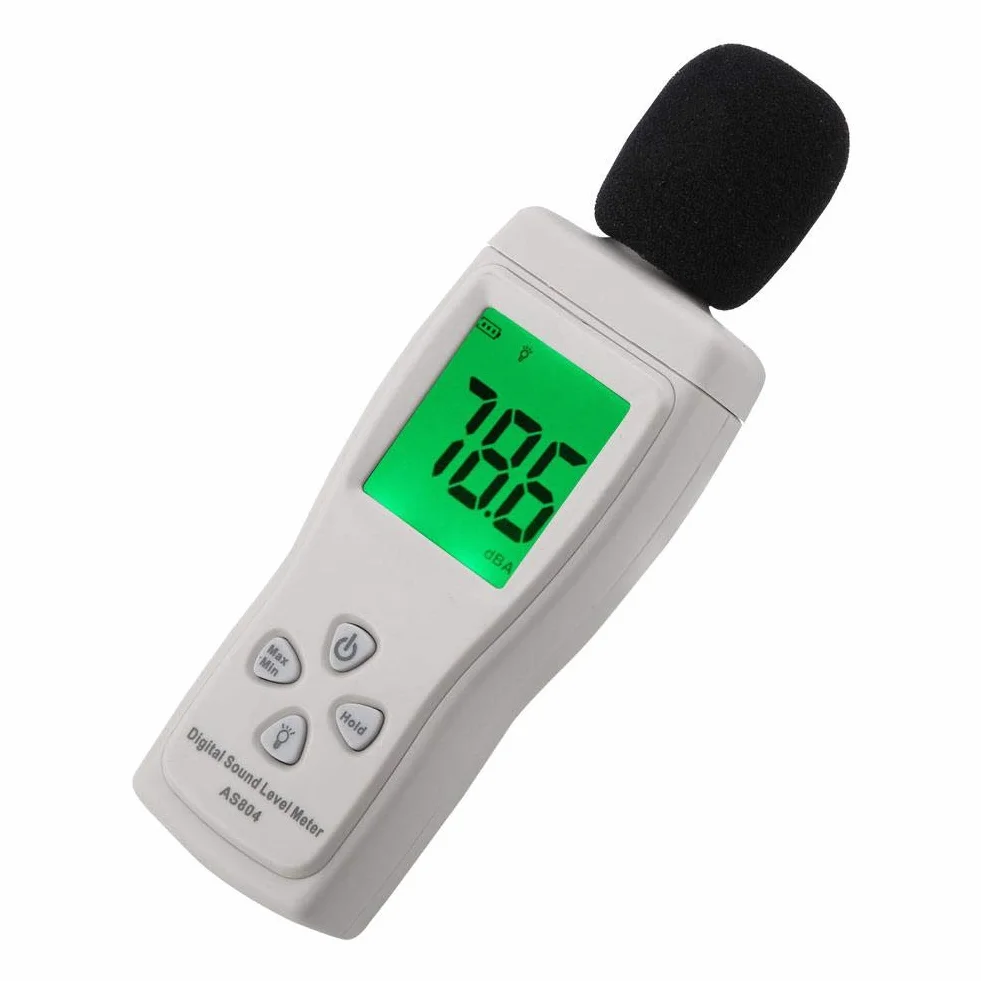 Walfront AS804 Precyzyjny cyfrowy tester poziomu dźwięku z czujnikiem szumów Zakres pomiaru hałasu 30-130 dBA Dokładność 1,5 dB