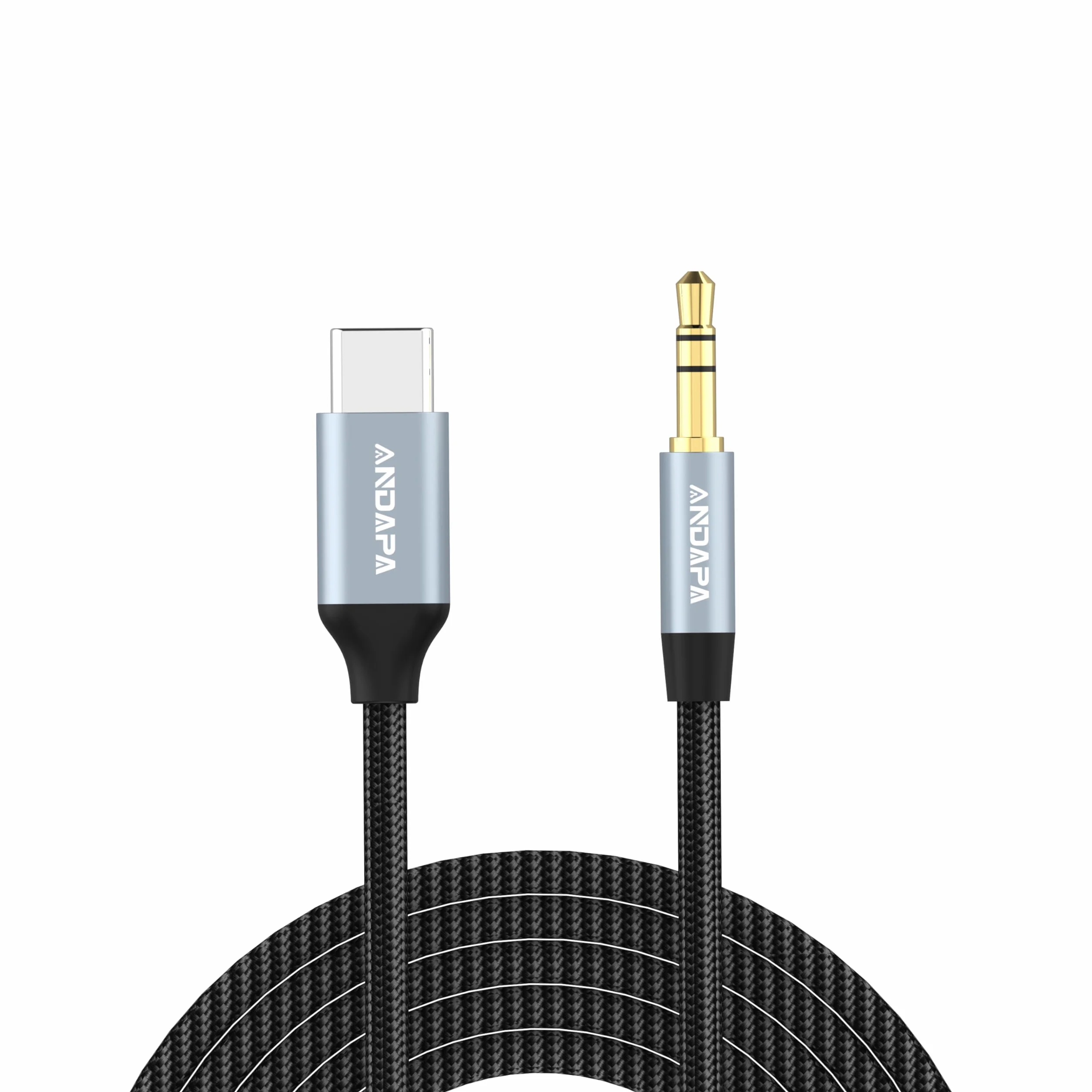 ANDAPA Kabel Audio Aux USB-C na 3,5 mm 1 m Kompatybilny z iPhone 15 Pro Max Plus Samsung S24 S23 S22 S21 Pixel 4 5 XL iPad Pro