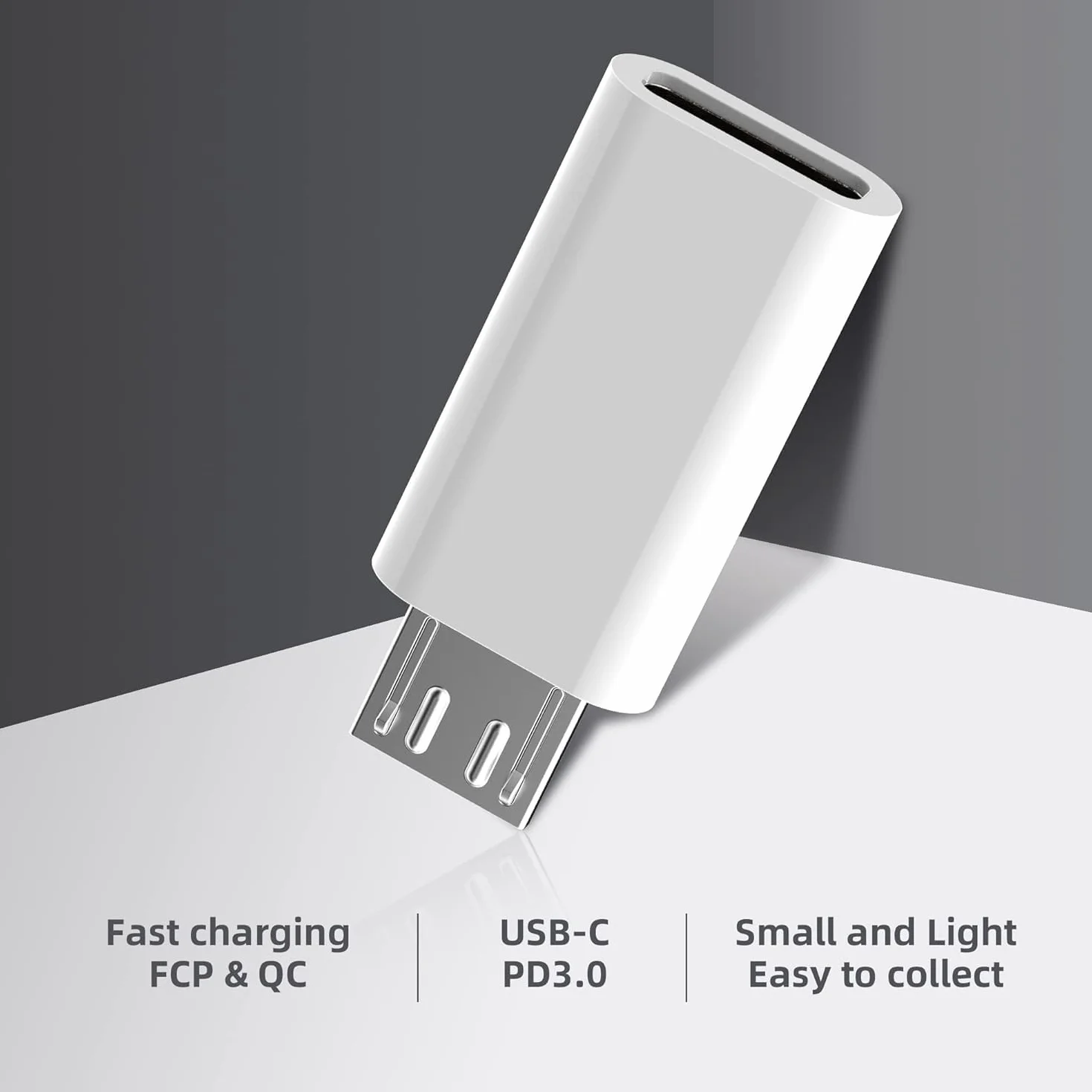 Adapter Micro USB na USB C 2 Sztuki – Szybkie Ładowanie 2.4A Synchronizacja Danych – Konwerter Biały – Certyfikat CE FCC – Smartfony Tablety Głośniki Bluetooth