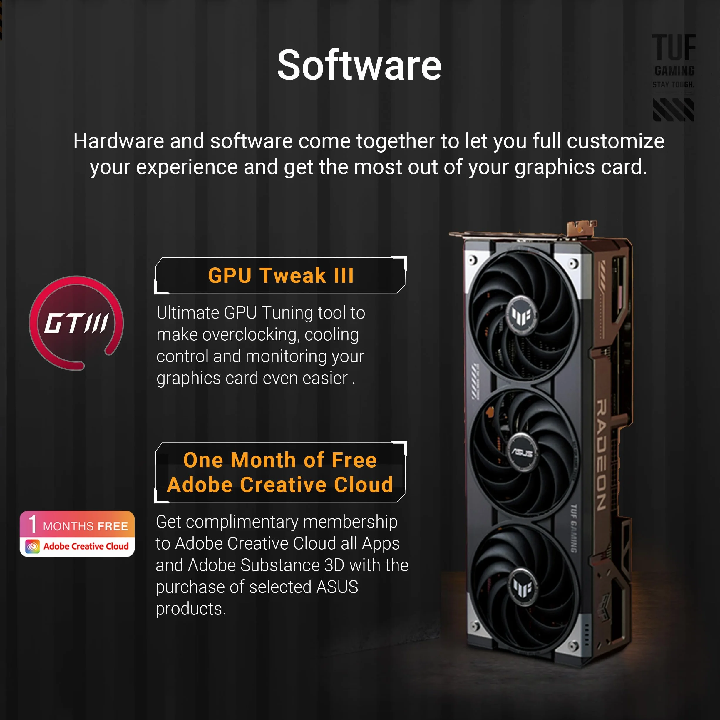 ASUS Radeon RX 9070 XT TUF Gaming OC 16 GB GDDR6 PCI Express 5.0 20000 MHz