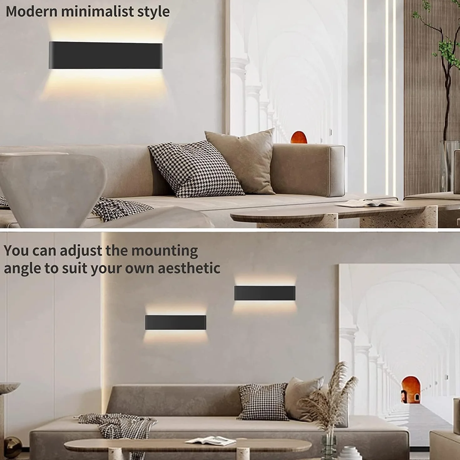 Lureshine 1 sztuki lamp ściennych LED do wnętrz,do łazienki, sypialni, na klatkę schodową, korytarza-czarny