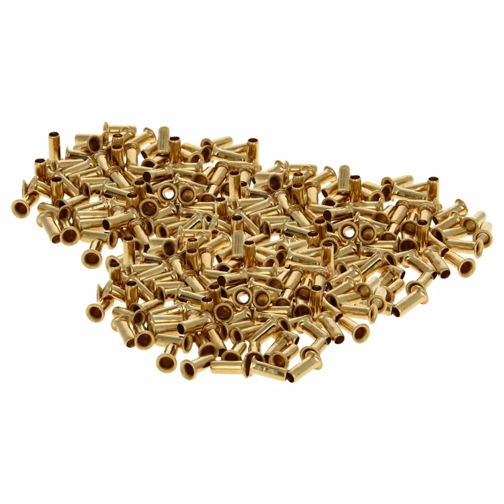 MroMax Mosiężne oczka nity M4 x 10 mm nity z otworami przelotowymi puste przelotki gwoździe śruby łączniki 200 szt