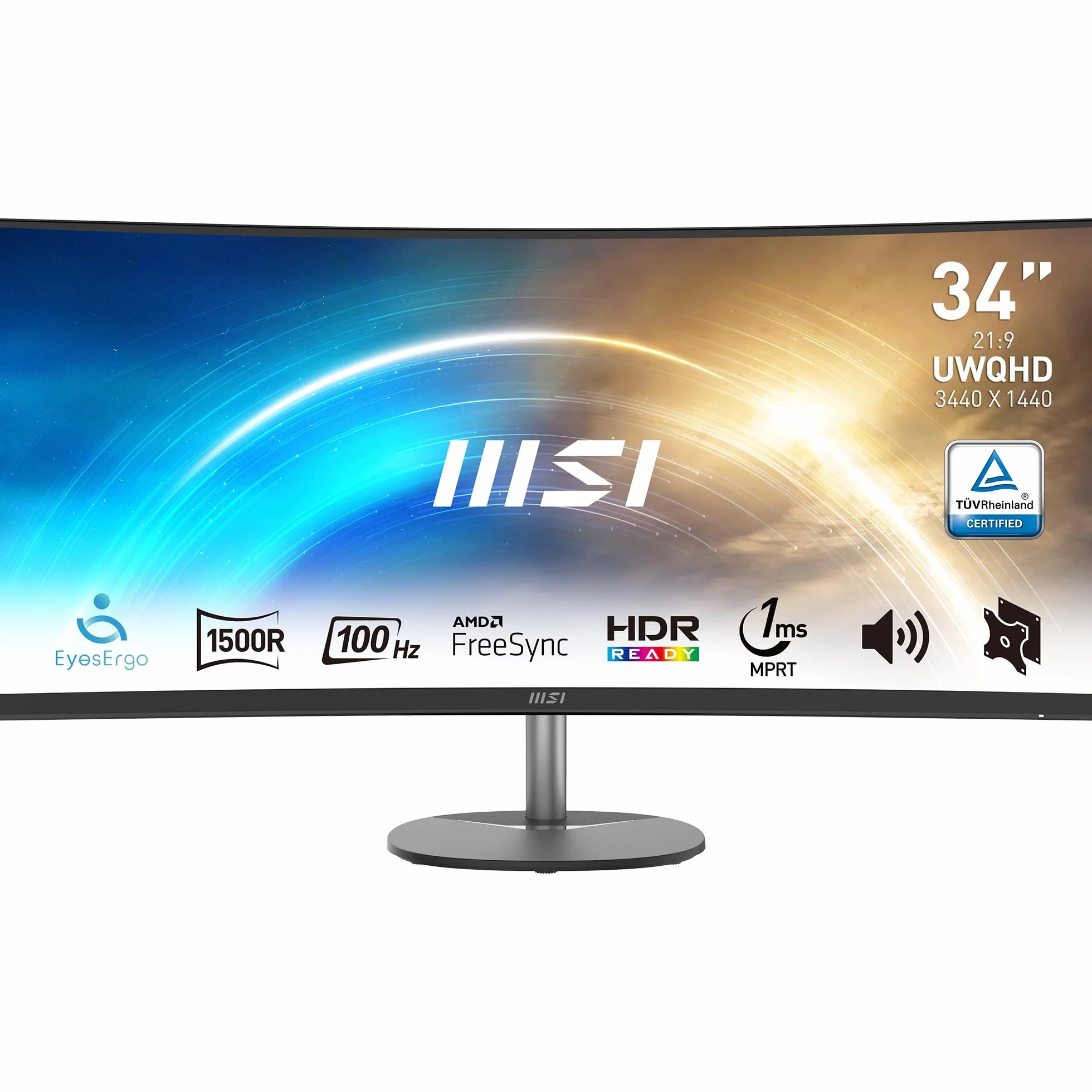 MSI Pro MP341CQ 34" UWQHD zakrzywiony monitor VA 1500R 3440x1440 100Hz HDR Ready