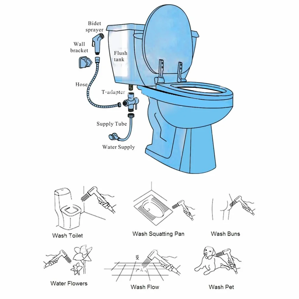 Haofy Słuchawka prysznicowa do bidetu, stal nierdzewna, bidet, stal nierdzewna, zestaw 304